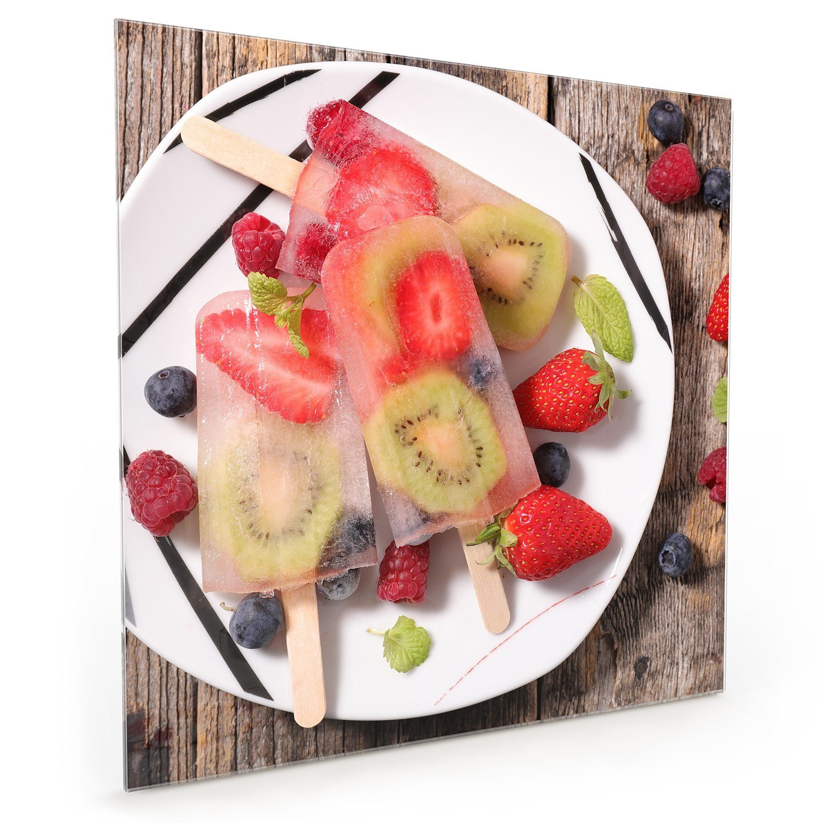 Motiv fruchtig Küchenrückwand mit Eiscreme Küchenrückwand Primedeco Spritzschutz Glas