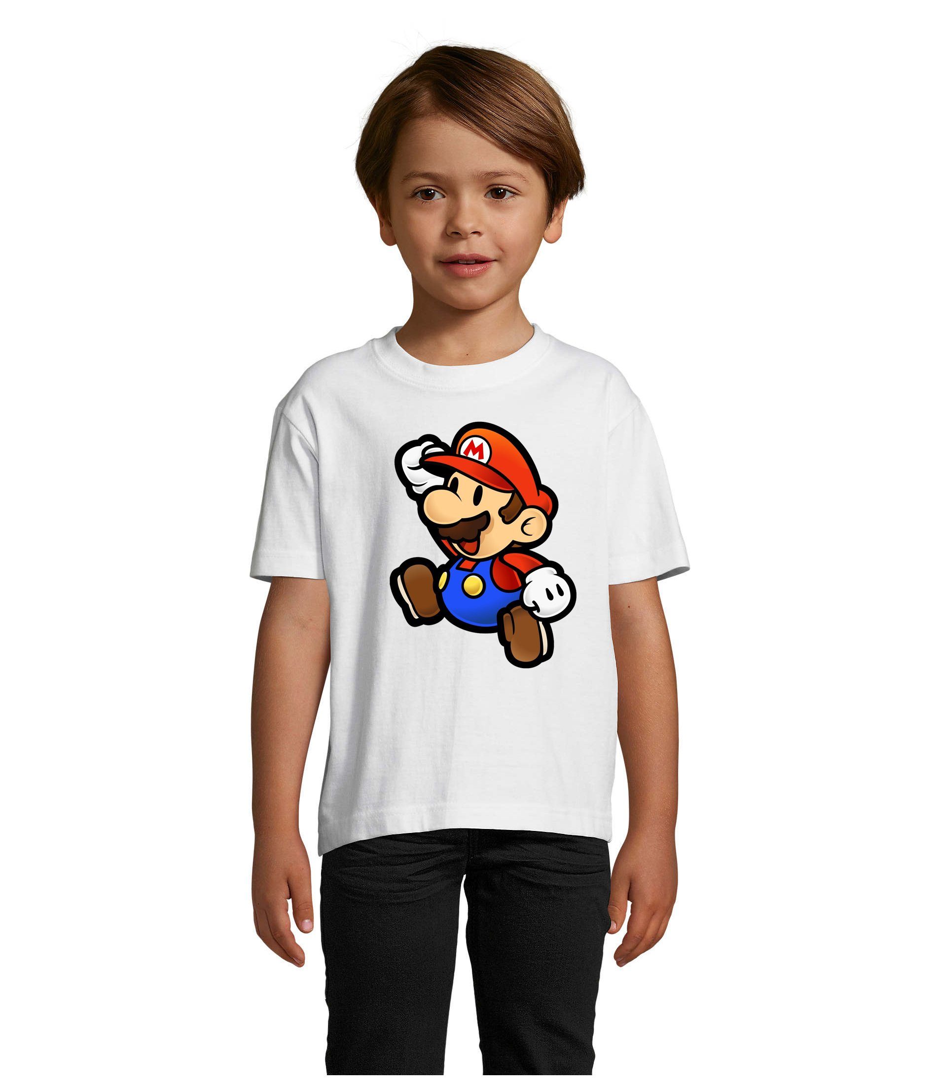 Blondie & Brownie T-Shirt Kinder Jungen & Mädchen Mario Nintendo Gaming Luigi Yoshi Super in vielen Farben Weiß