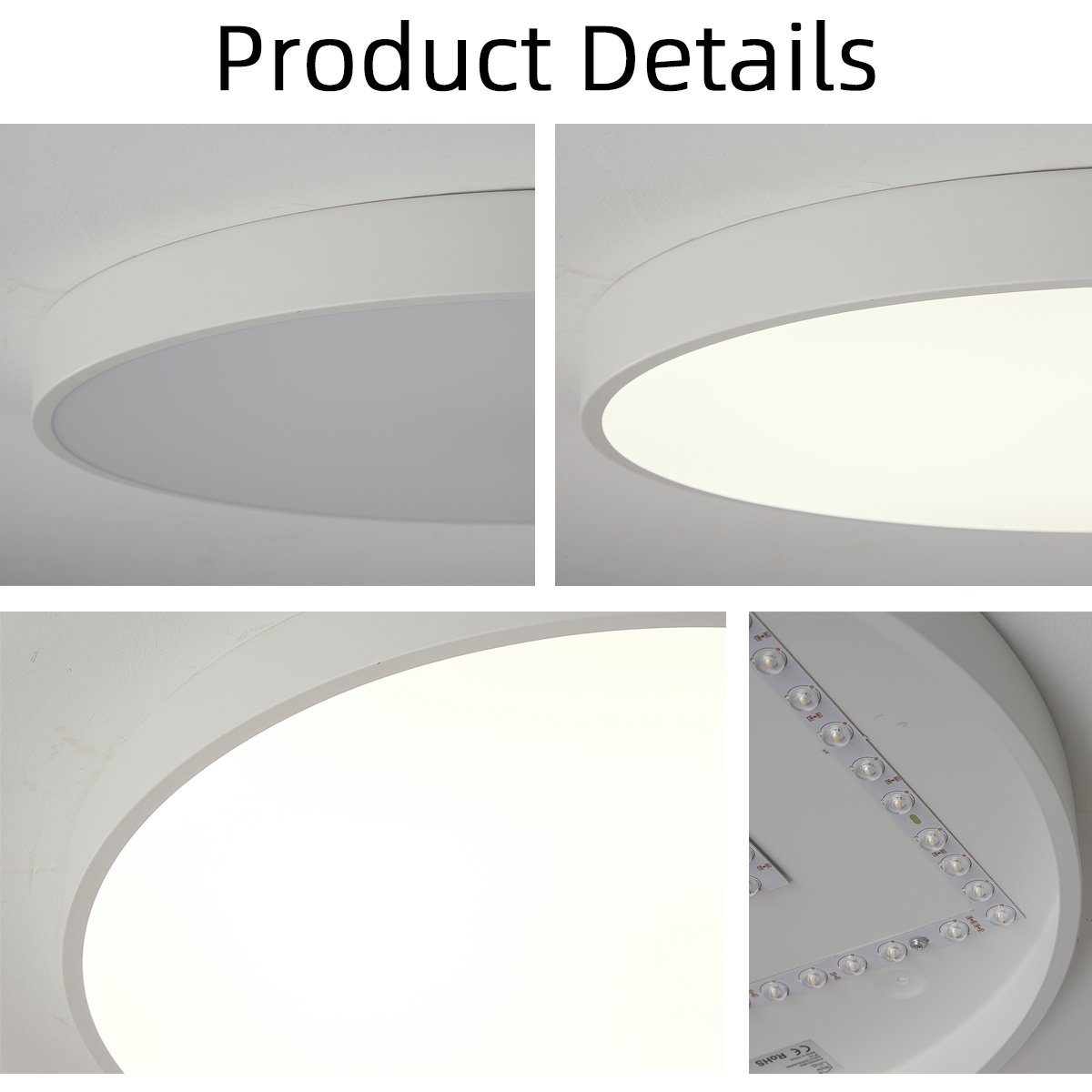 style home Deckenleuchte Runde LED Deckenlampe, 36W, Warmweiß 3000K, Schlafzimmer Lampe Küchenlampe 40x40x4 cm, Weiß