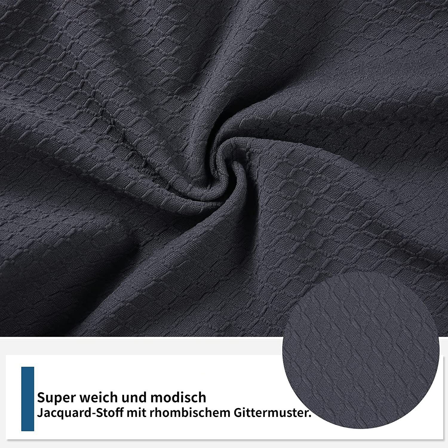 Stuhlhusse, HOMEIDEAS, Kleiner Dunkelgrau quadratischer Jacquard-Sitzbezüge