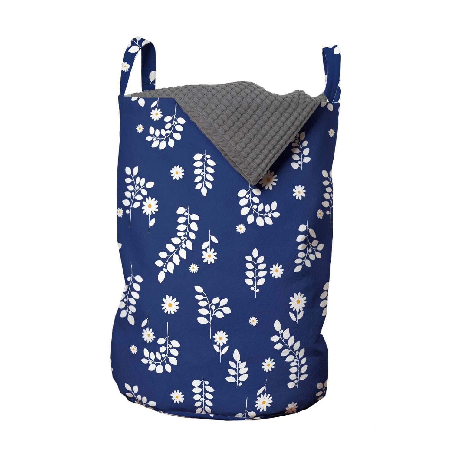 Abakuhaus Wäschesäckchen Wäschekorb mit Griffen Kordelzugverschluss für Waschsalons, Blumen Einfache Blumen-Blätter | Wäschesäcke