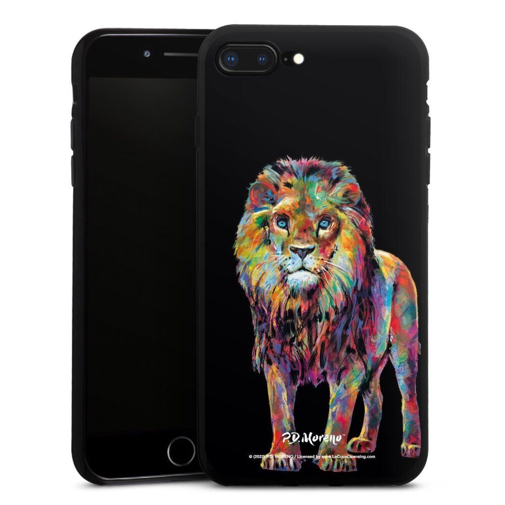 DeinDesign Handyhülle Löwe Tiere Design Lion Colorful Art By P.D. Moreno, Apple iPhone 7 Plus Silikon Hülle Bumper Case Handy Schutzhülle