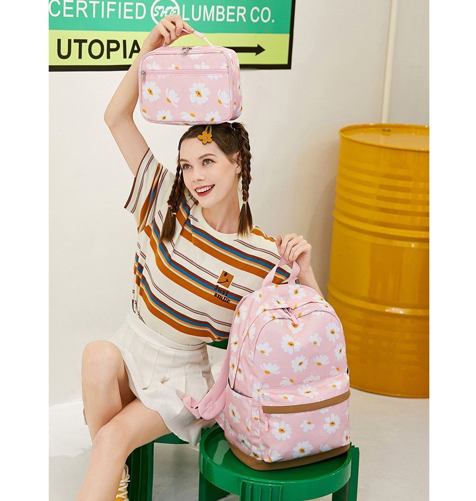 Modischer Schulrucksack den rosa und Blumenrucksack: Schulterrucksack, für Gebrauch Kapazität, Damen mit BUMHUM großer täglichen hoher