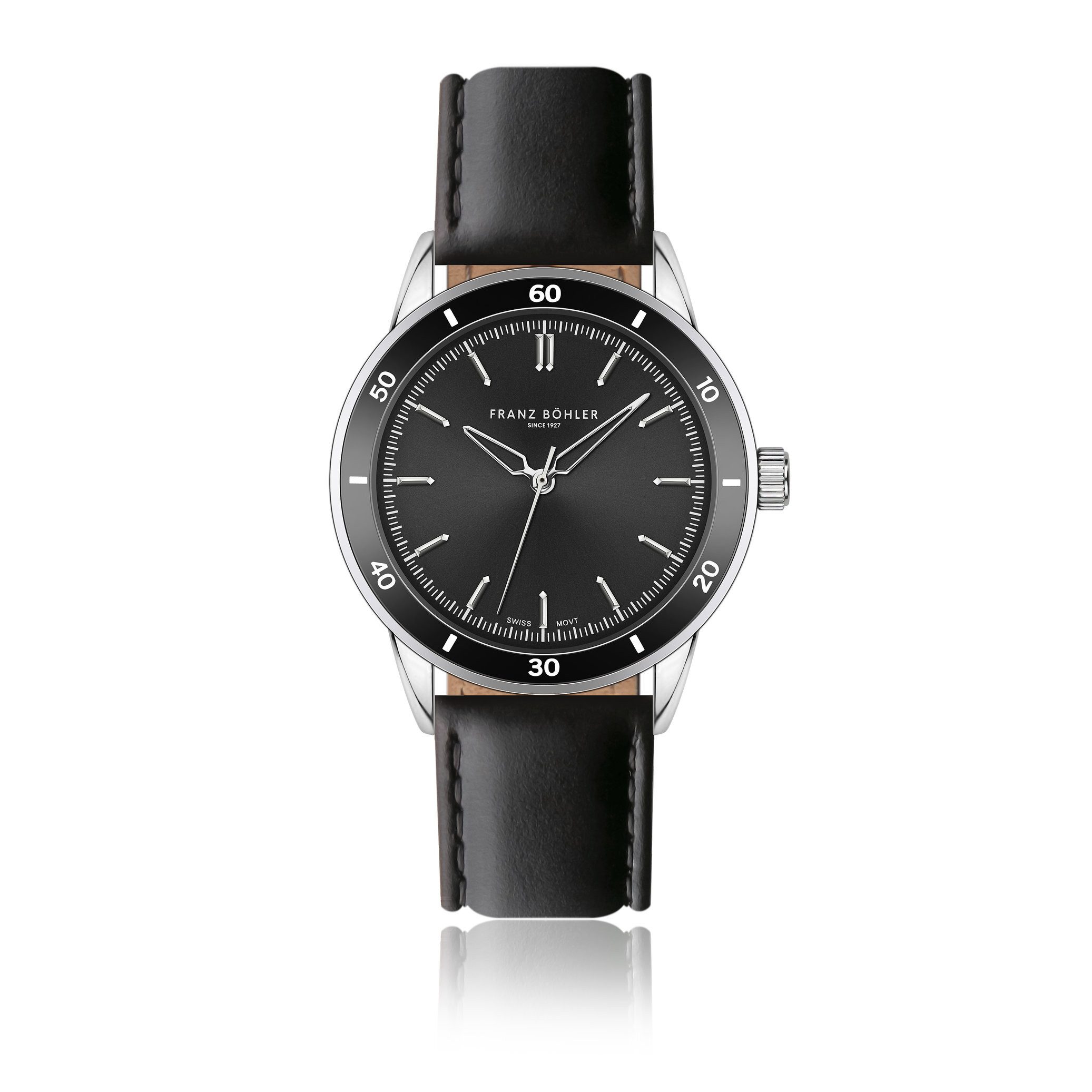 FRANZ BÖHLER Quarzuhr BB8-S010S Katzensee Silver, gepolstert und glatt genäht