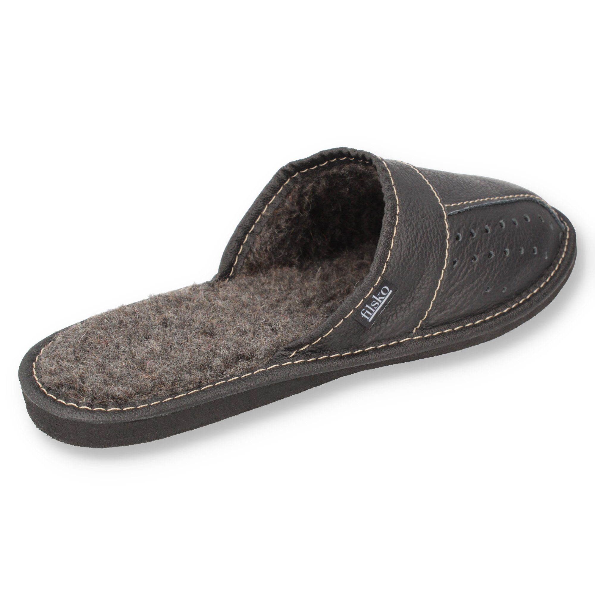filsko Wolmar Herren Hausschuh (1 Paar, Obermaterial aus Leder) bis Schuhgröße 50, Pantoffeln, Slip-On