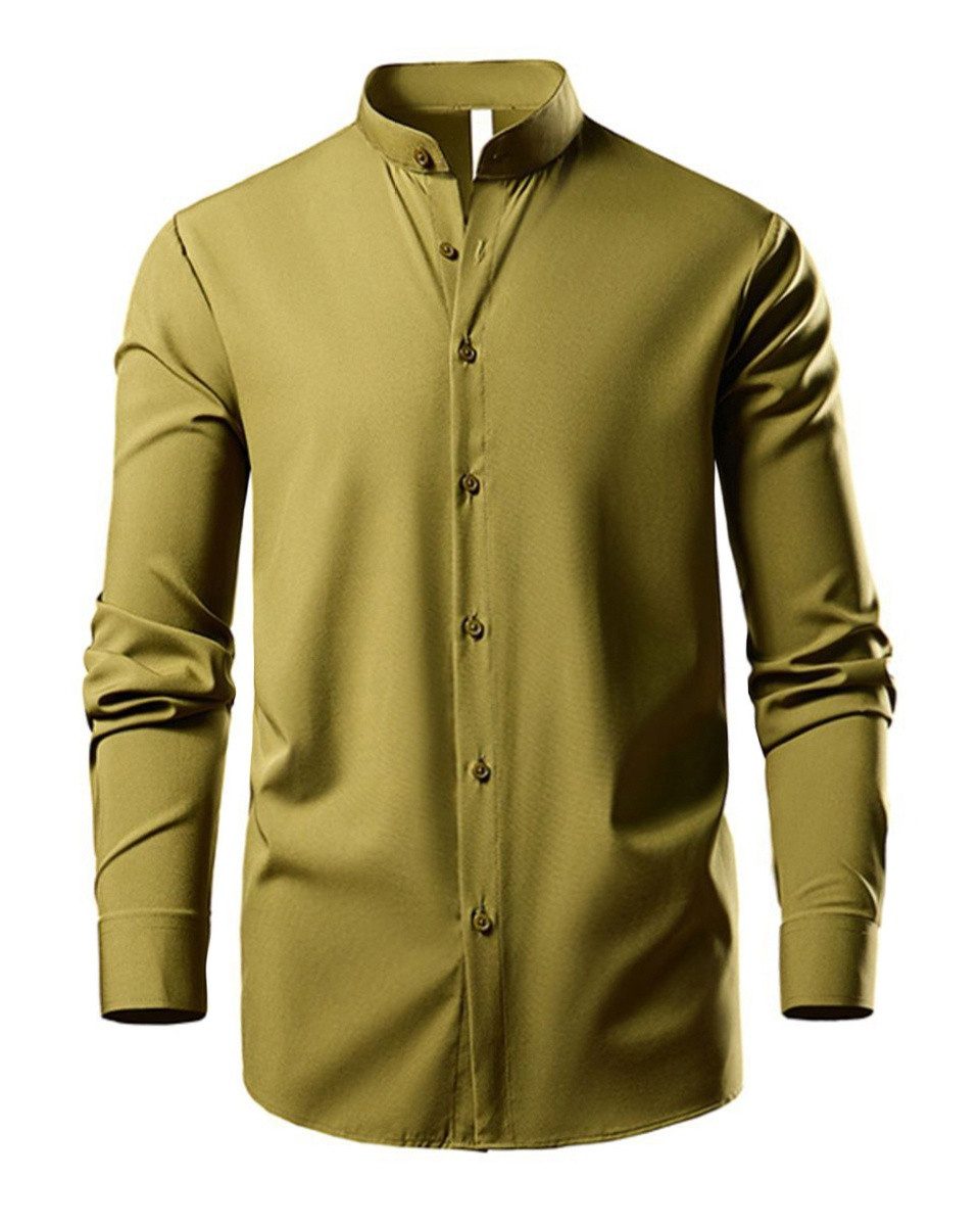 Allthemen Langarmhemd mit Stehkragen Slim Fit günstig online kaufen
