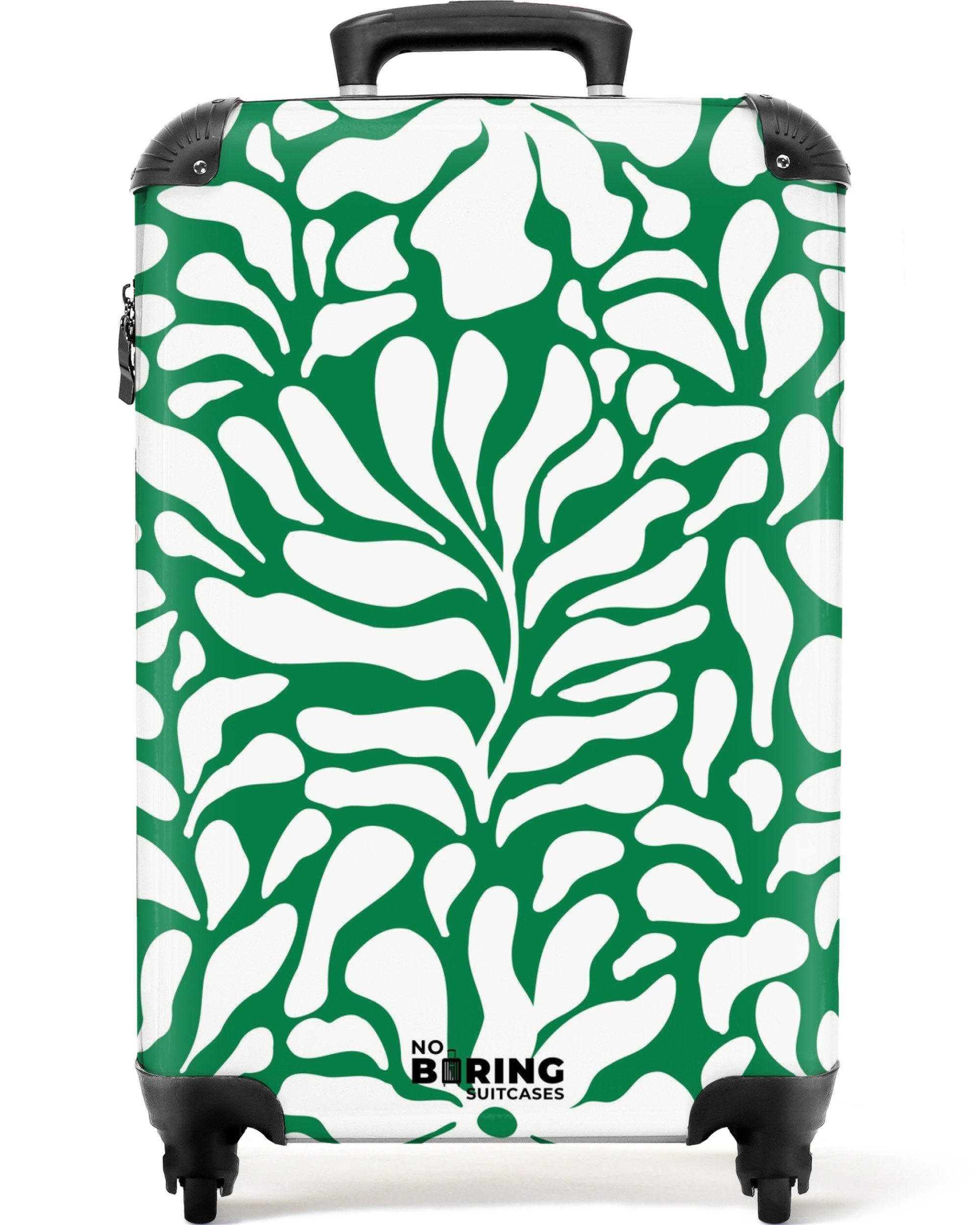 NoBoringSuitcases.com© Hartschalen-Trolley Grün mit weißem Blumendruck günstig online kaufen