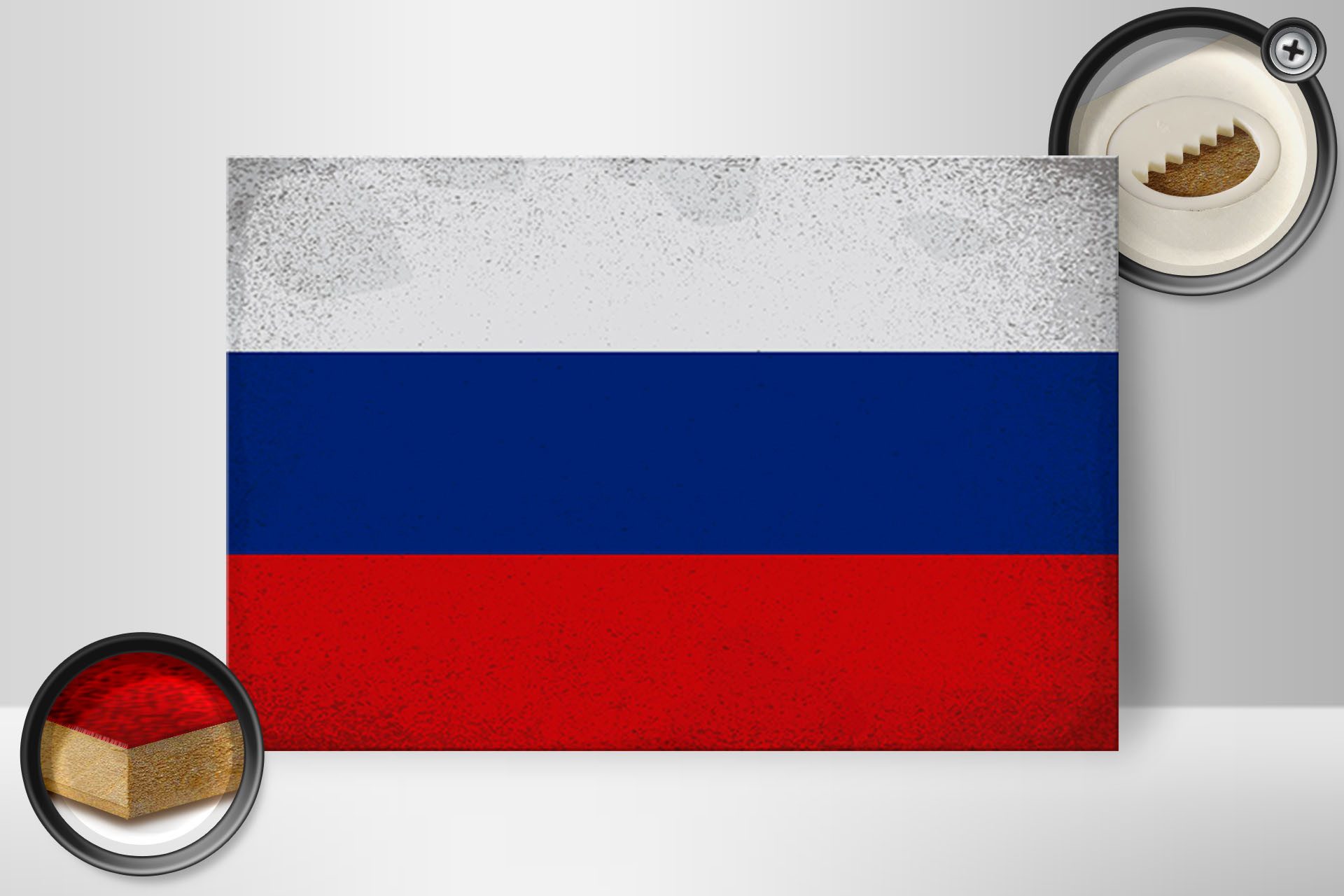 Femer GmbH Holzbild Flagge Russland 30x20cm Flag of Russia Vintage, Flaggen (1 St), Glatte Holzfaserplatte (MDF), vorn beschichtet