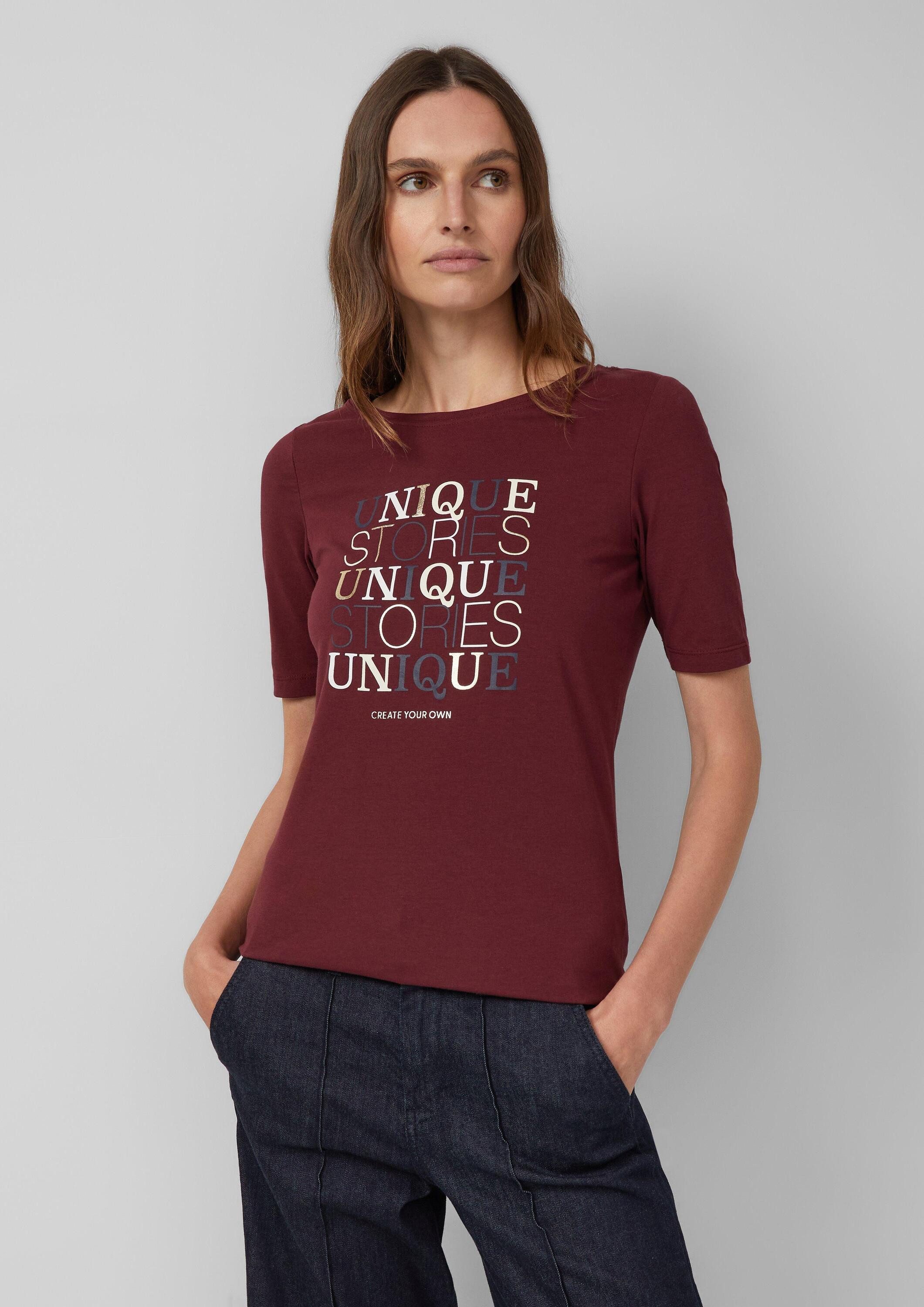 s.Oliver Kurzarmshirt T-Shirt Jersey-Shirt im Slim Fit mit Frontprint günstig online kaufen