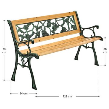 Juskys Gartenbank »Venezia«, 122x54x73 cm, bequeme Rückenlehne, wetterfeste Materialien, Platz für 2 Personen