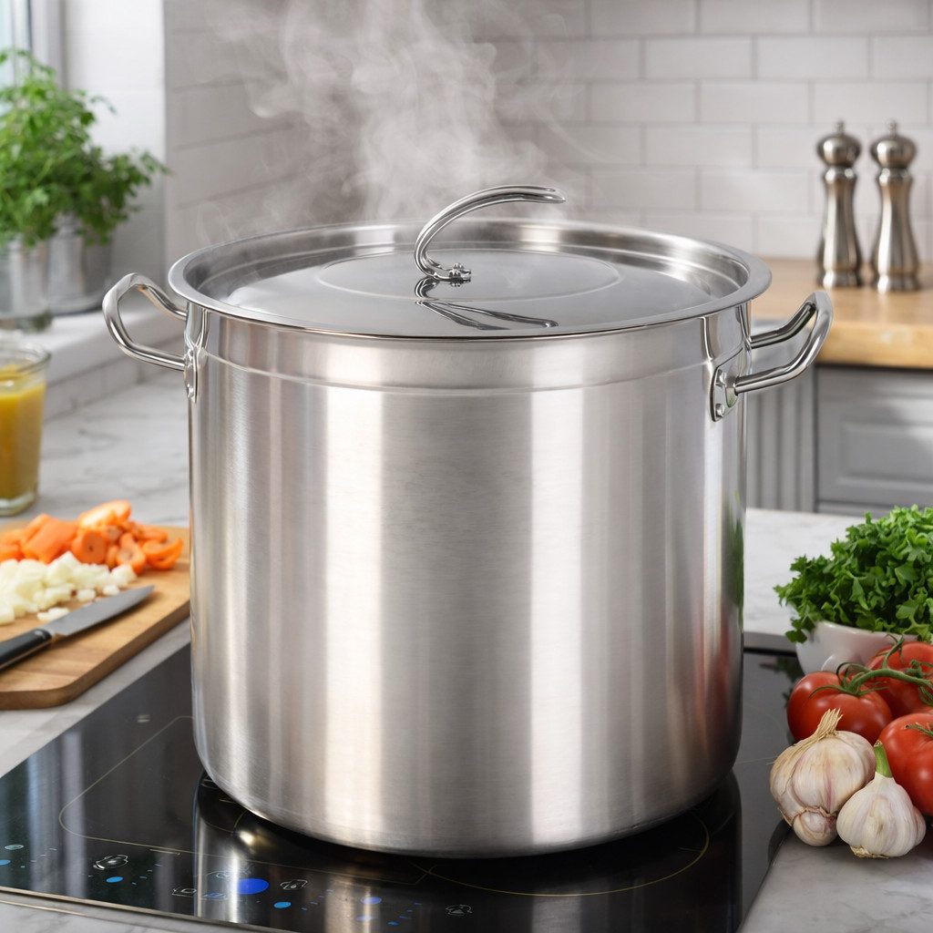 HOOZ Suppentopf Kochtopf Gastronomie Suppentopf Groß 10-170 Liter für alle Herdarten, Edelstahl (Großer 15 L Edelstahltopf mit Deckel, induktionsgeeignet, inkl. Deckel und Messskala), Großvolumiger Topf XXL – ideal für Gastro, Einkochen & große Mengen