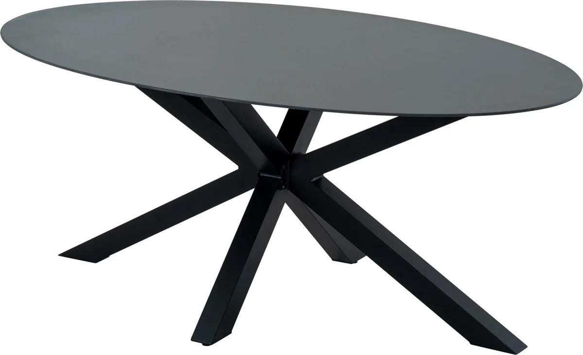 Natur24 Gartentisch Crest Tisch Temperglas Aluminium Schwarz 180 x 100 x 73 cm