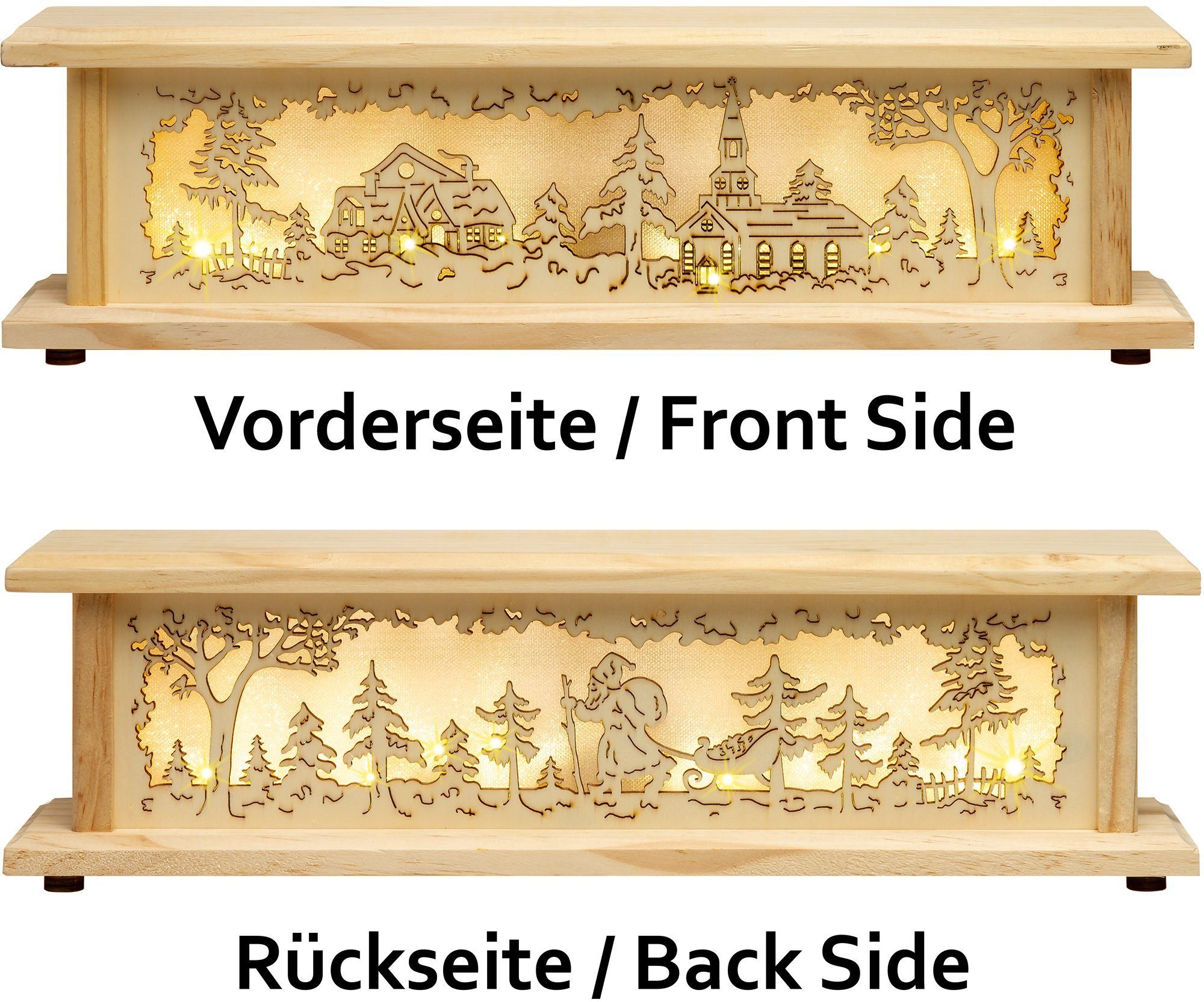 SIKORA Schwibbogen-Fensterbank B22 beleuchtete LED Holz Schwibbogen Erhöhung Wendebank mit 2 Motiven - 2 Längen