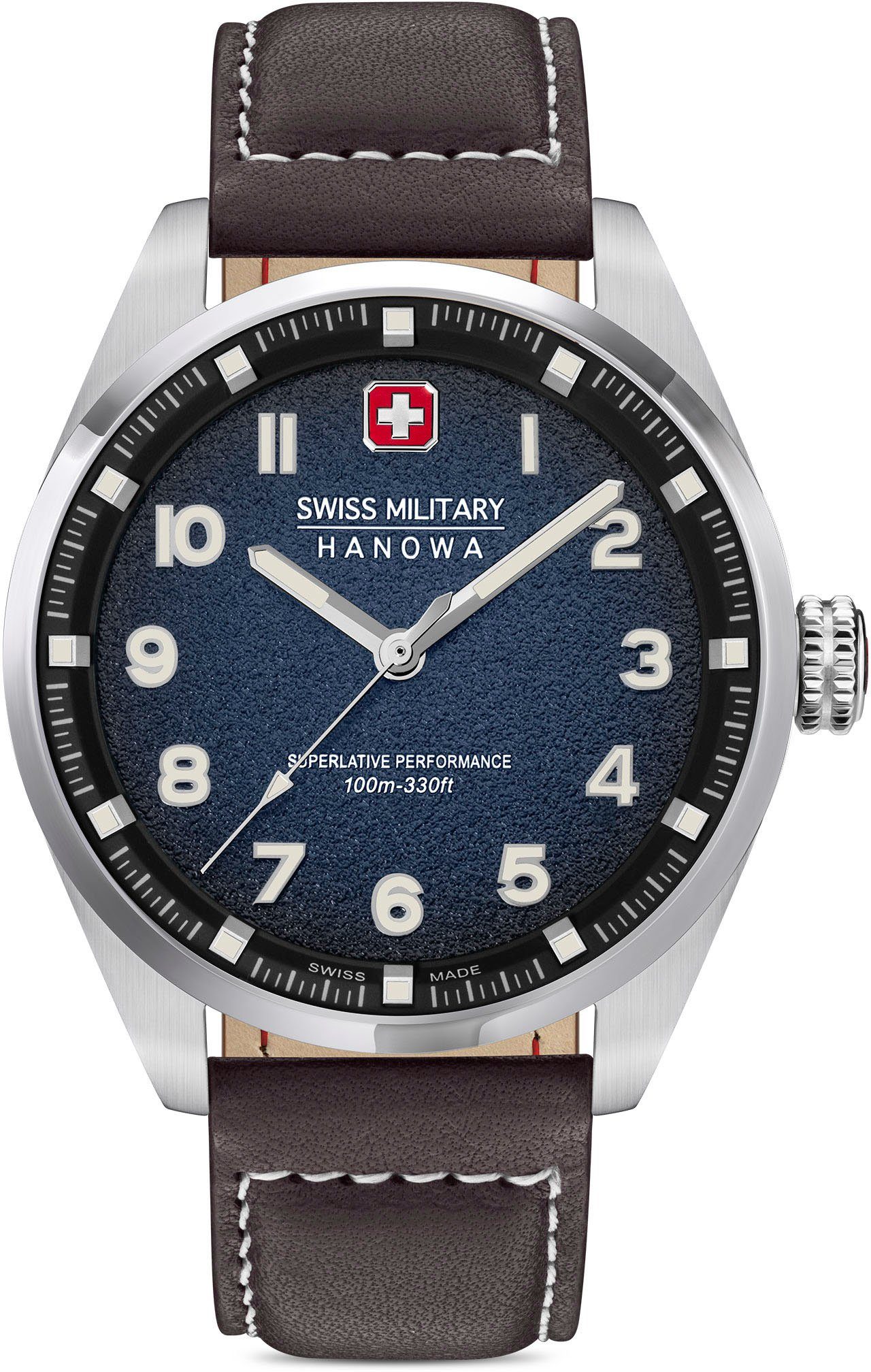 Swiss Military Hanowa Schweizer Uhr GREYHOUND, SMWGA0001502 Blau-Leder