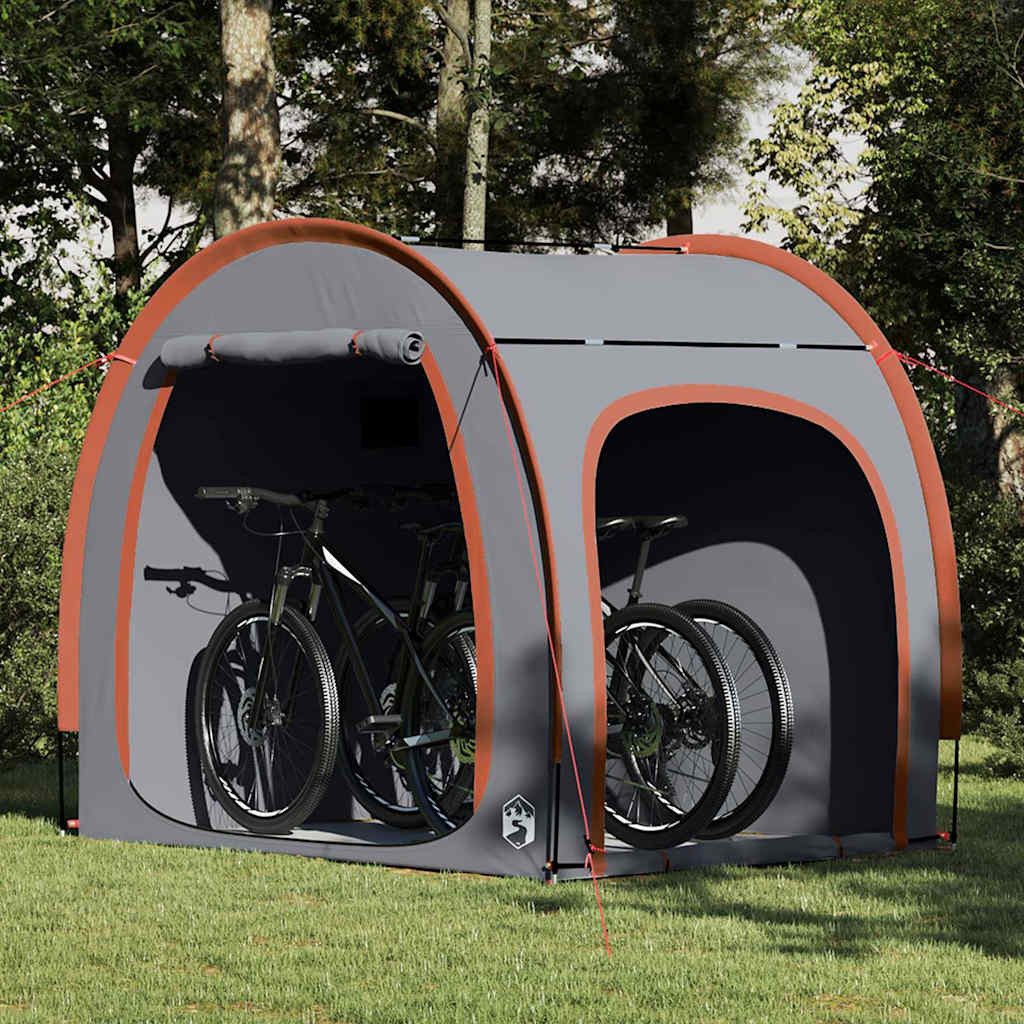 furnicato Bikerzelt Fahrradgarage mit Dach Grau und Orange 218 x 156 x 180 cm