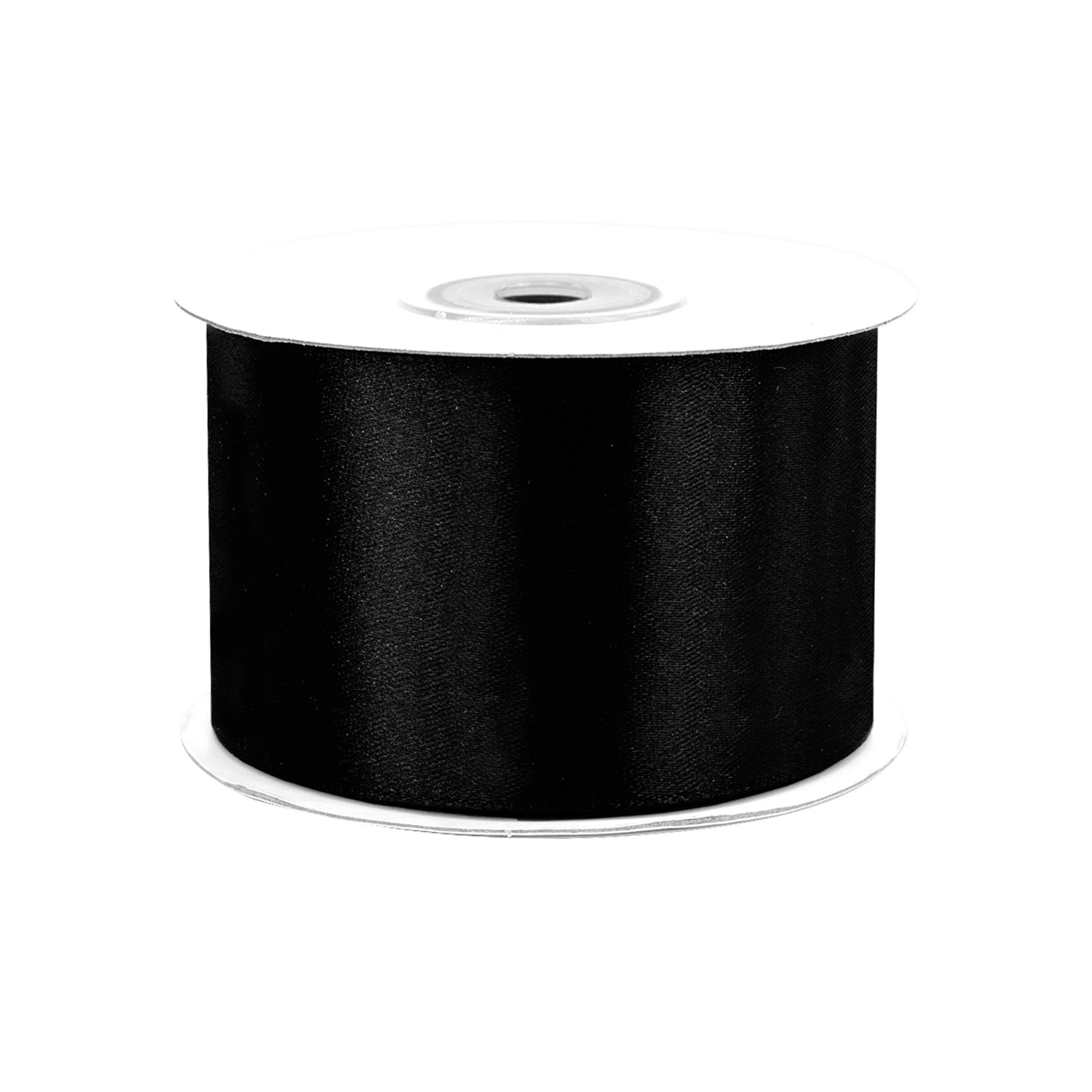 Creativery Satinband, Satinband 50mm x 25m Rolle Schwarz