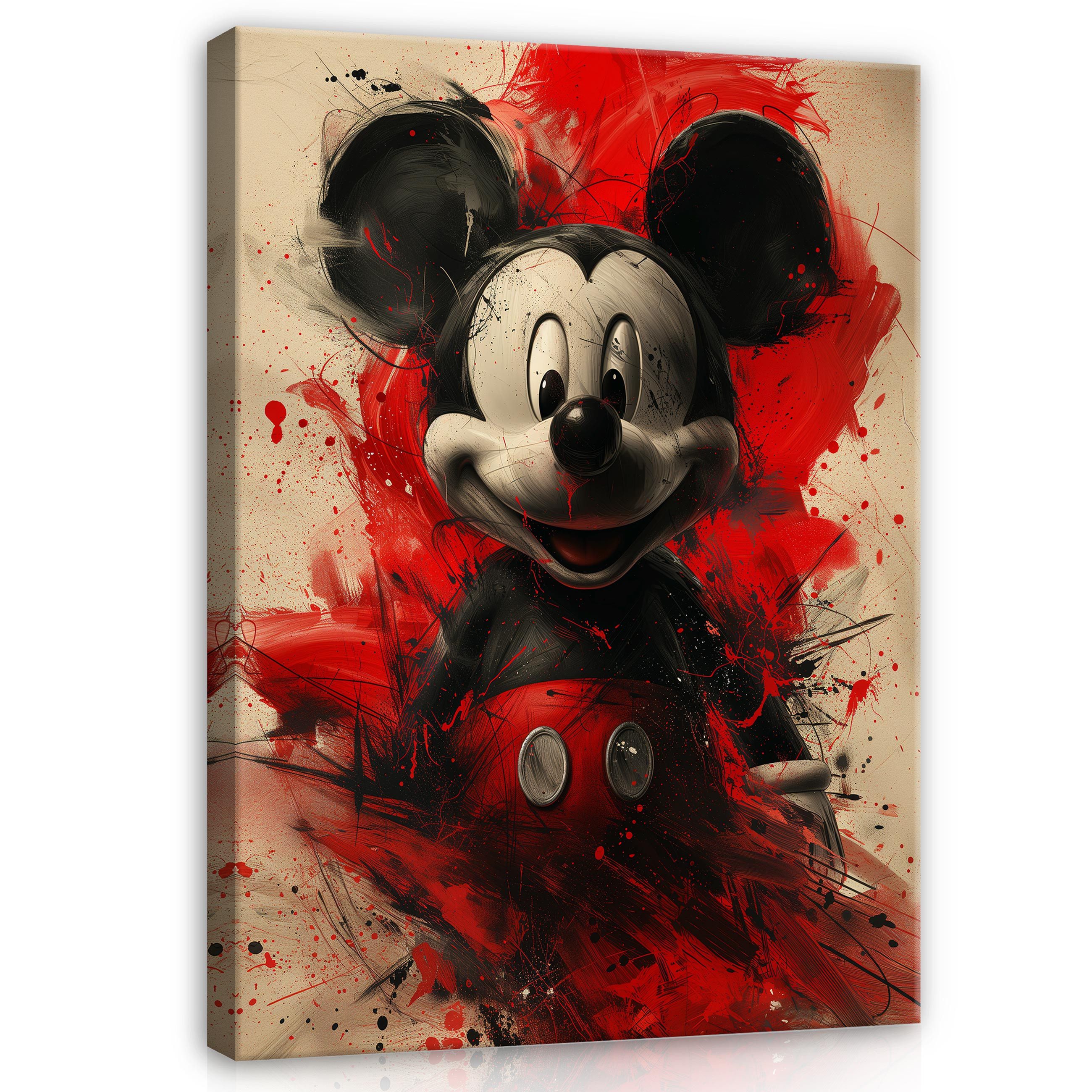 Wallarena Leinwandbild Kinderzimmer Mädchen Jungen Mickey Graffiti Wandbild Modern, Kinder (Einteilig, 1 St), Wandbilder Leinwandbilder Leinwand Bilder Bild Groß Aufhängefertig