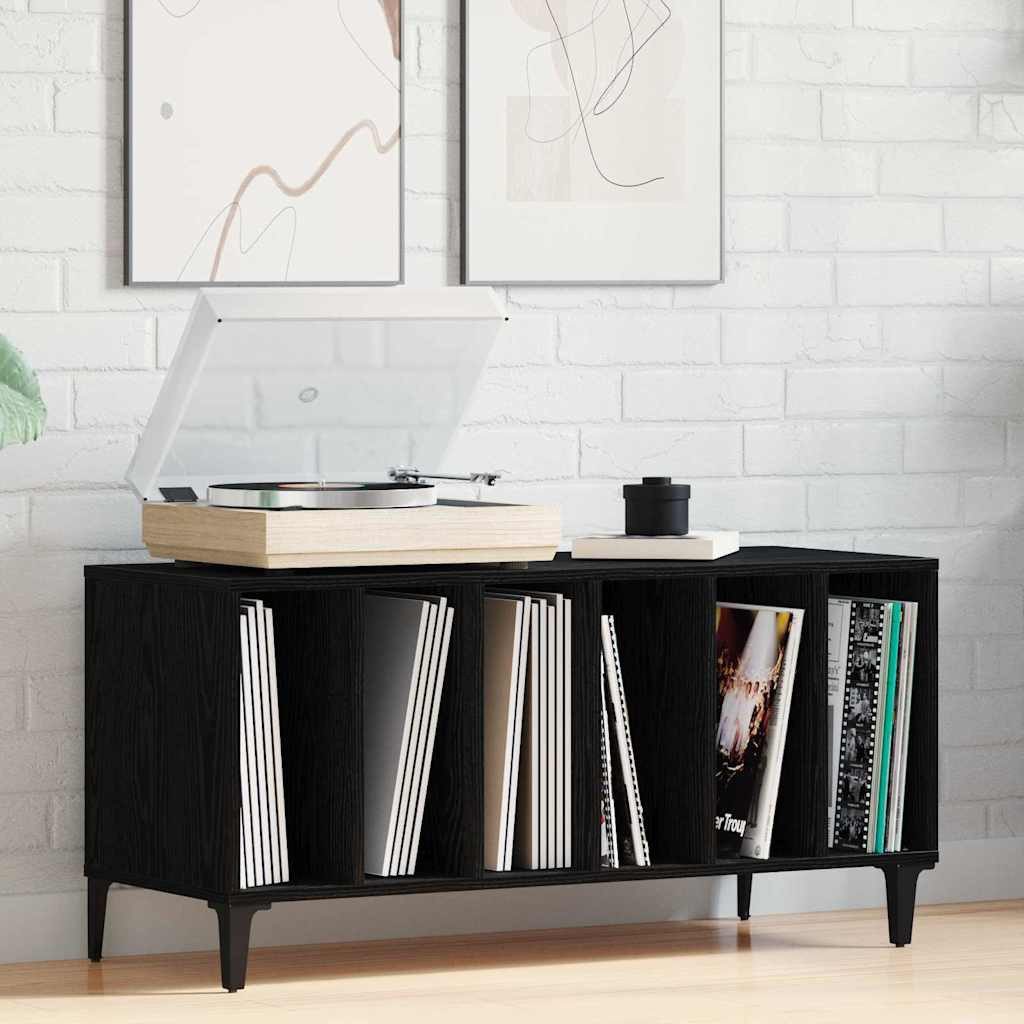 vidaXL Seitenschrank Schallplattenschrank Schwarz Eichen-Optik 100 x 38 x 48 cm (1-St)