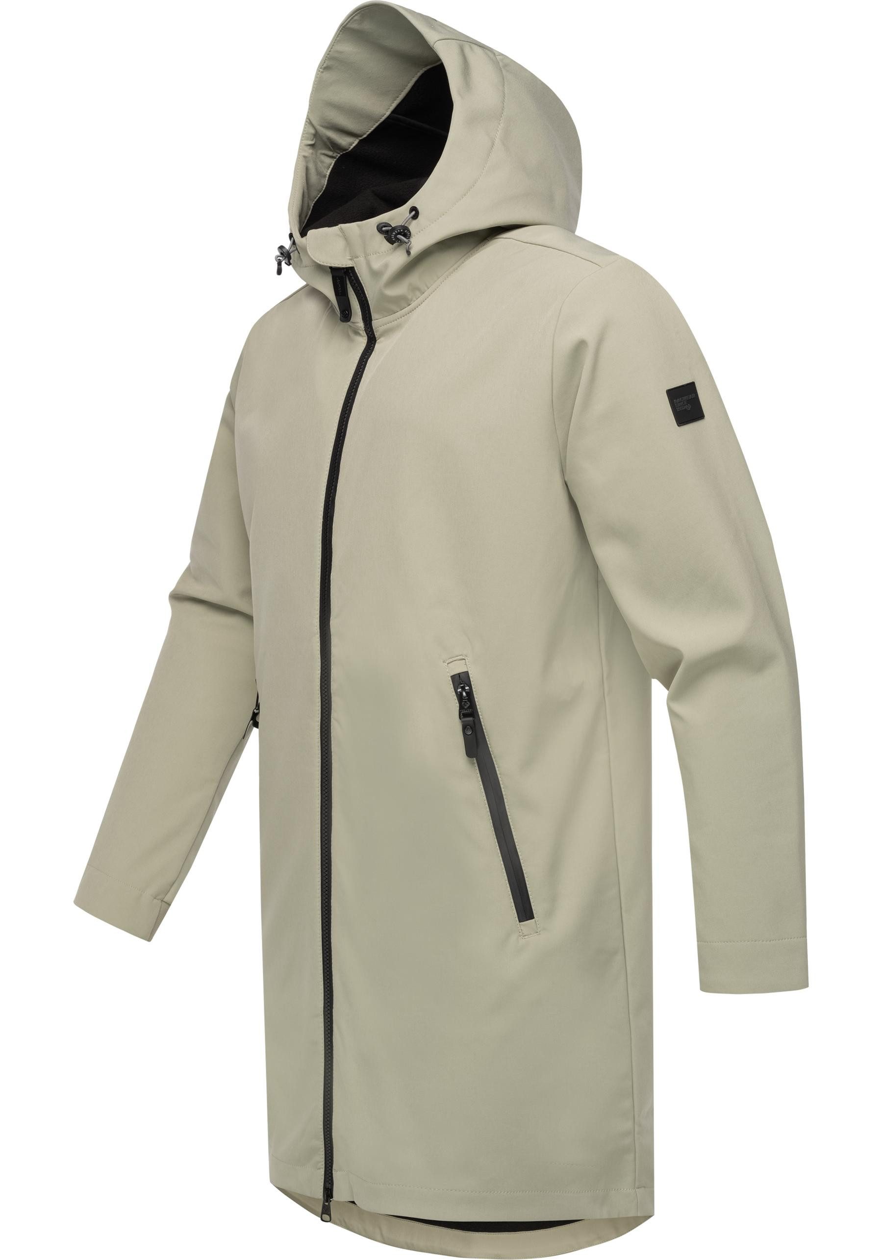 Ragwear Softshellparka Shellwie Long Wasserdichter Herren Softshellmantel mit Kapuze