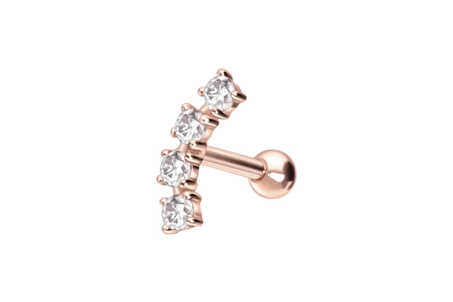 Piercing-Set 14/18 Karat Gold Ohrpiercing 4 EINGEFASSTE MOISSANITE
