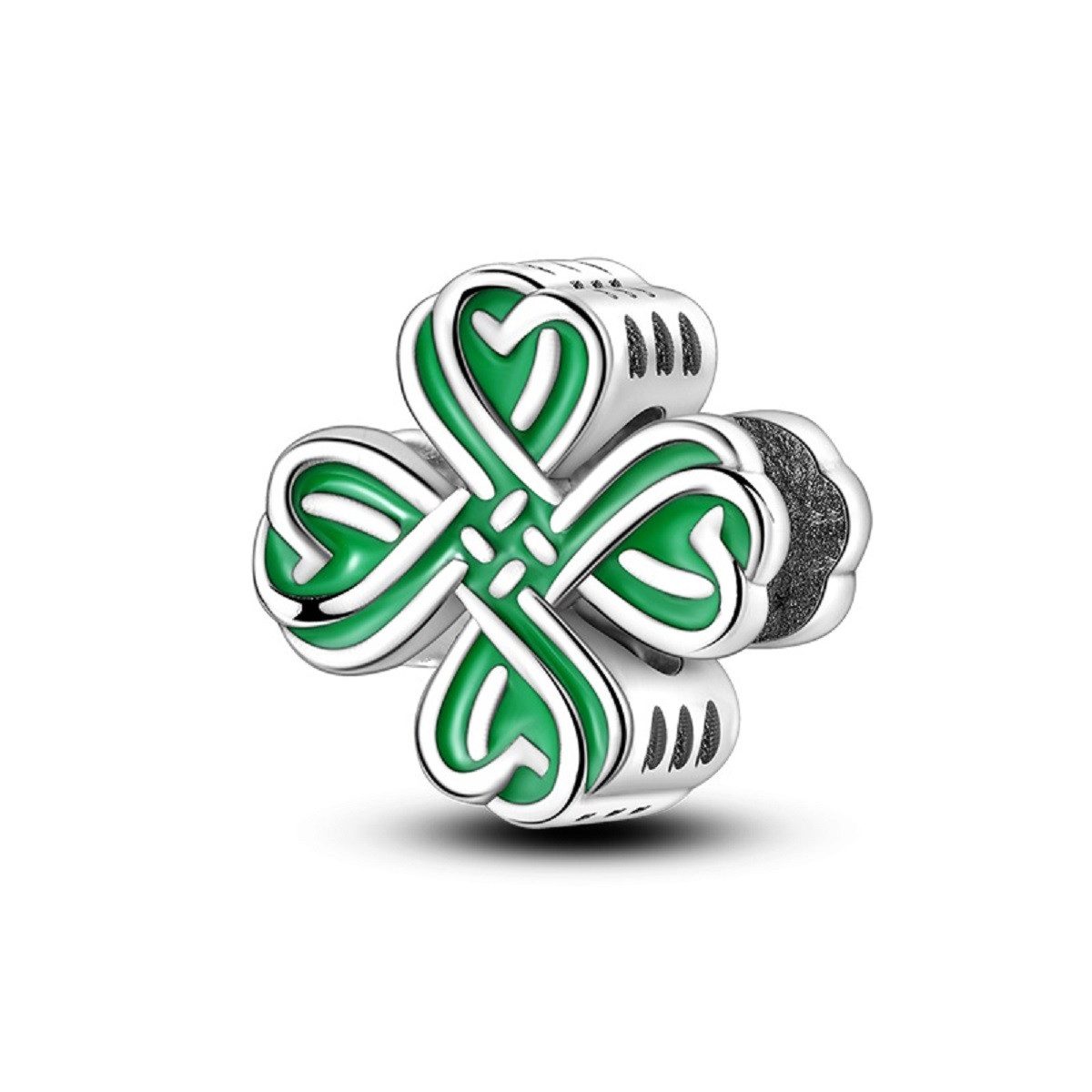 Bead Vierblättriges Kleeblatt Glücksbringer Charm, 925er Sterling Silber