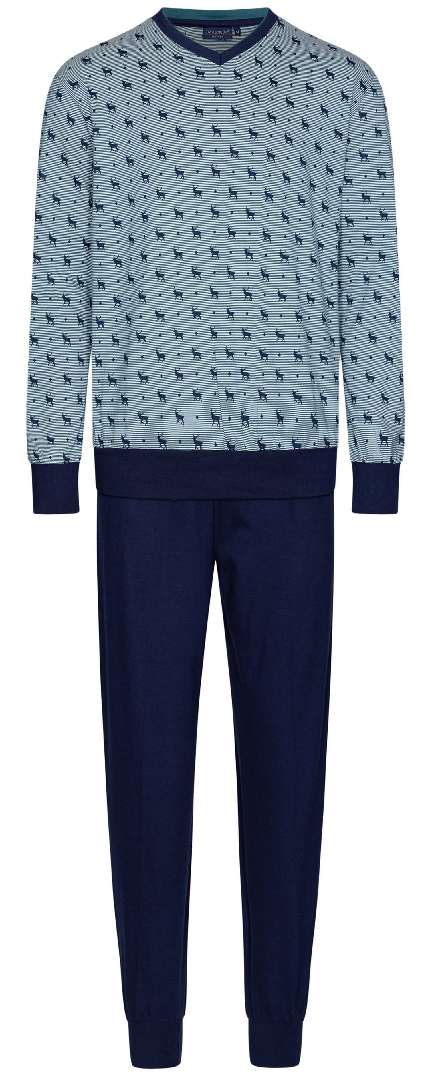 Pastunette Schlafanzug Herren Pyjama Hirsche Allover (2 tlg) Baumwolle günstig online kaufen