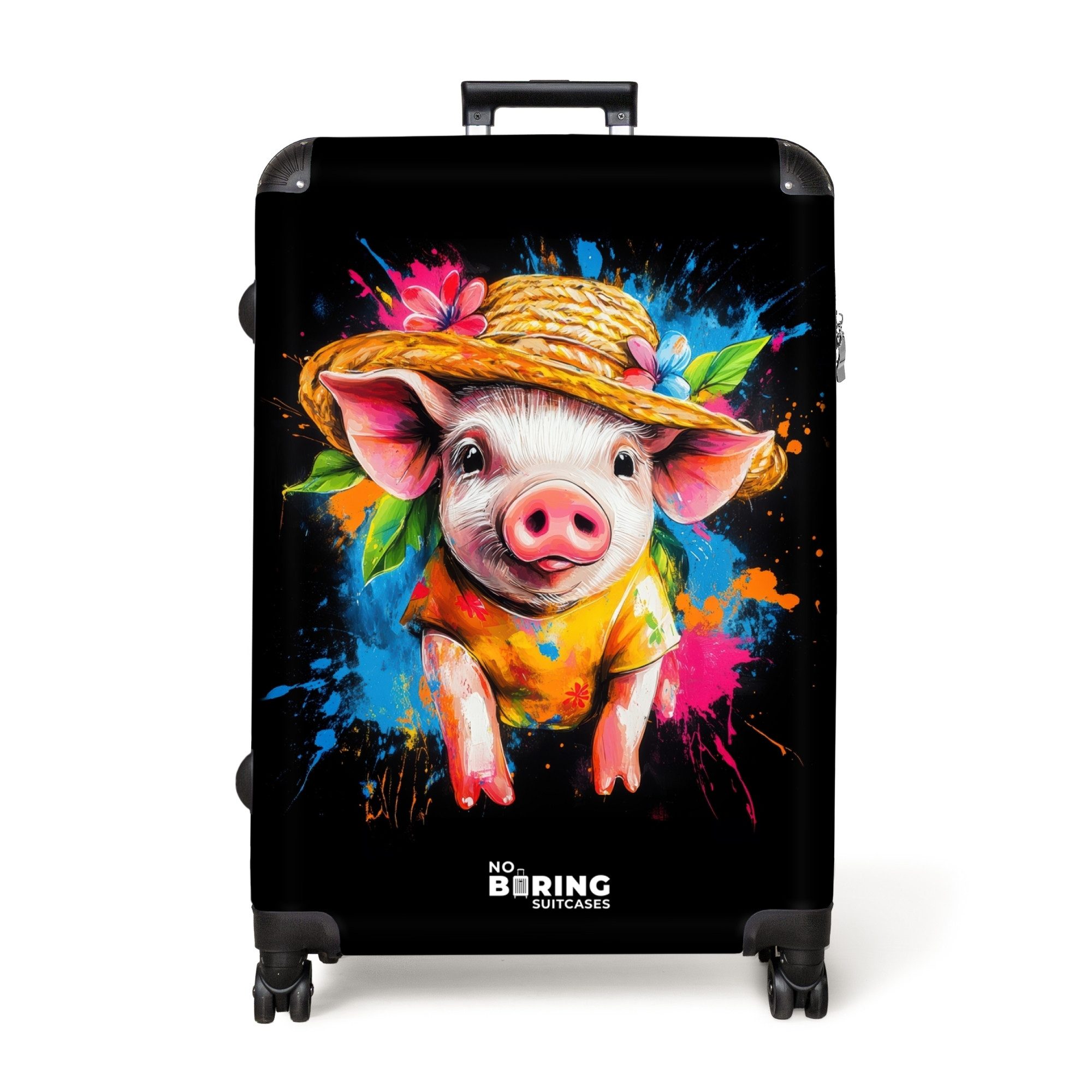 NoBoringSuitcases.com© Hartschalen-Trolley Lustiges Schwein mit Hut günstig online kaufen
