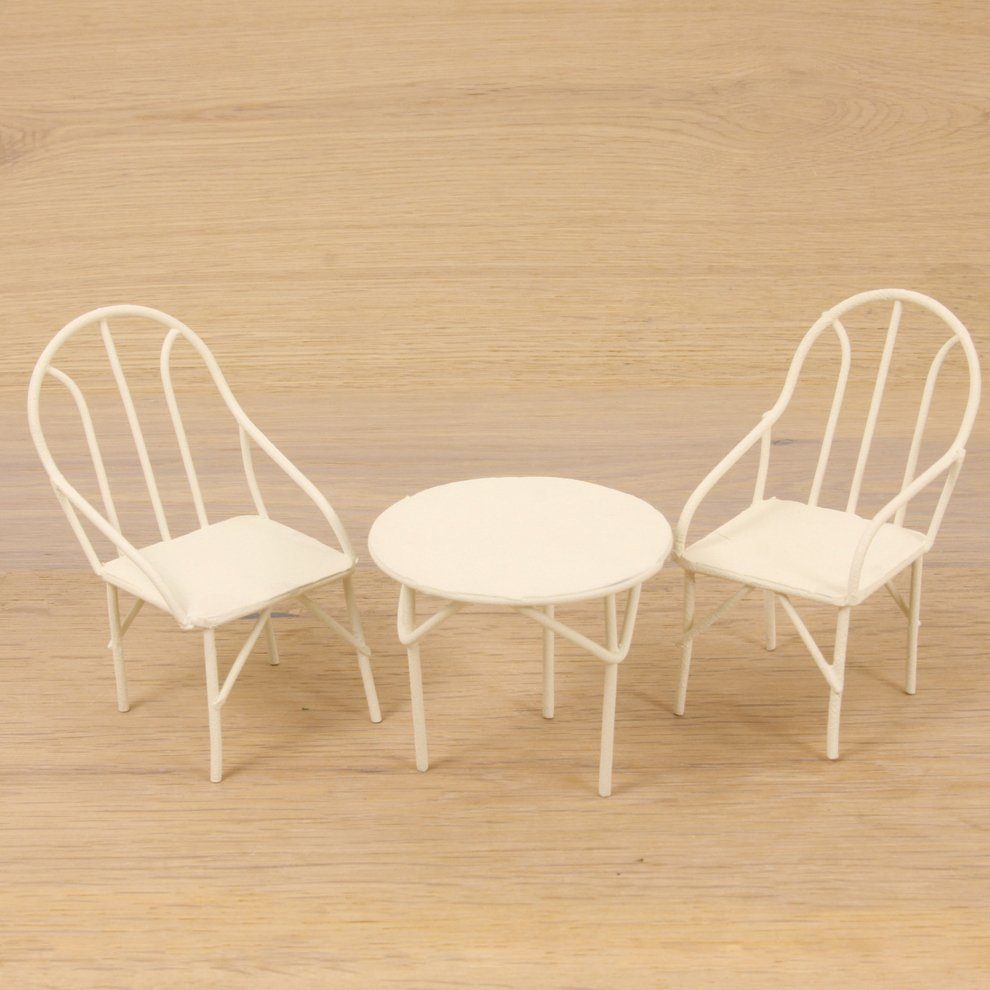 Dekofigur Minigarten Sitzgruppe mini, weiß 5,5 cm