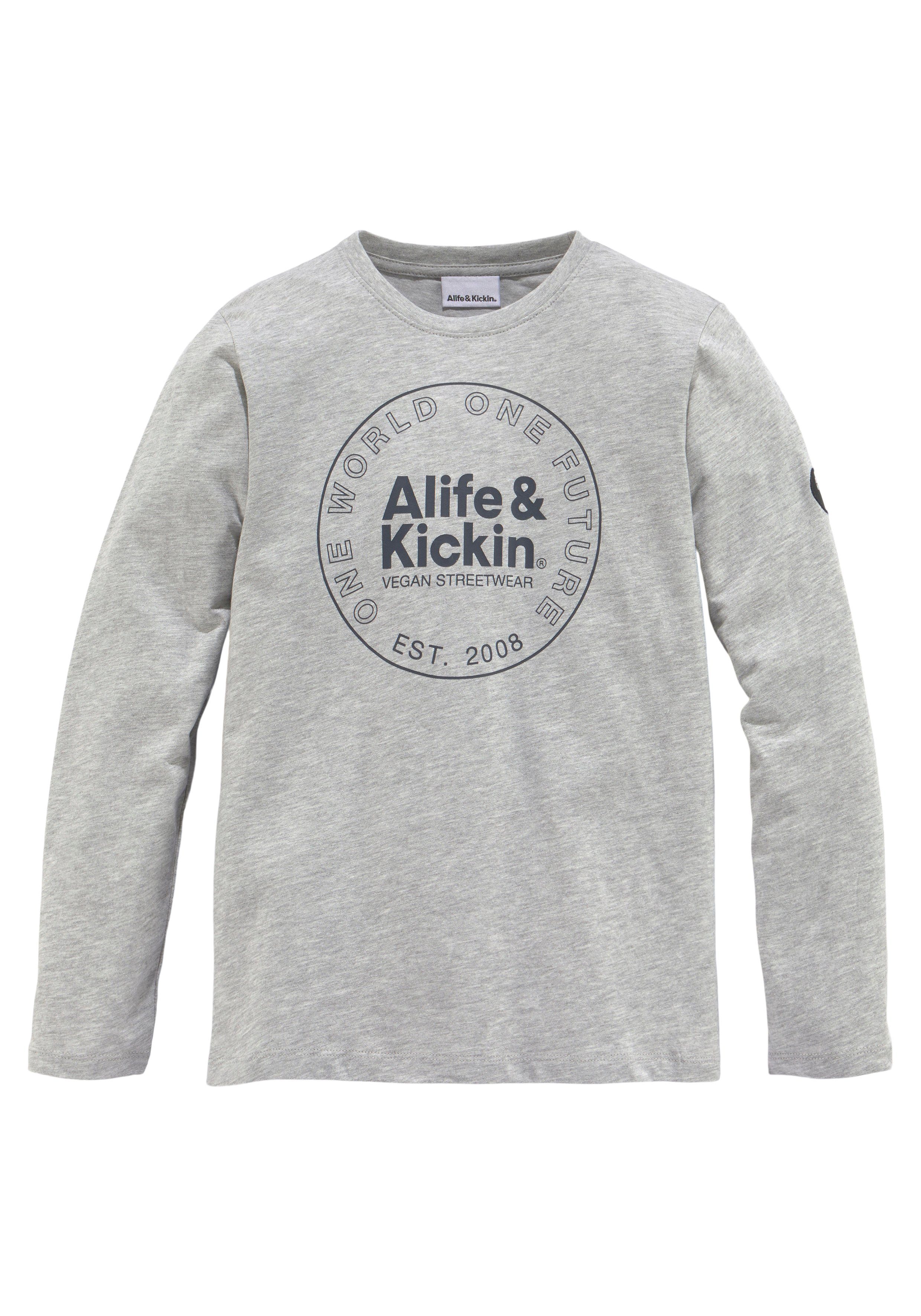 Alife Logo-Print Kickin Langarmshirt & in Qualität, MARKE! NEUE melierter