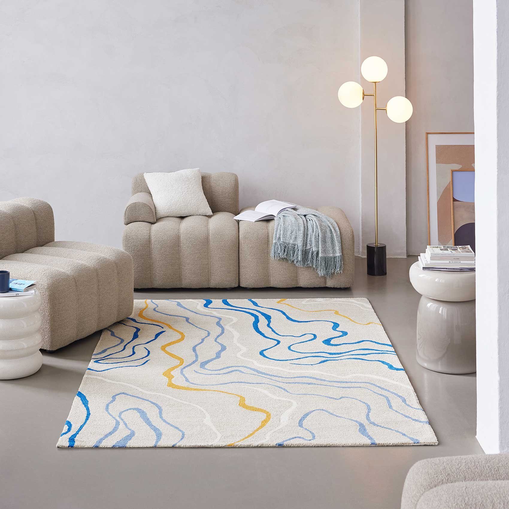 modern, Drive, rechteckig, Design Höhe: für mm, beige 8 und Esprit, Wohnzimmer Schlafzimmer Teppich abstraktes nachhaltig,