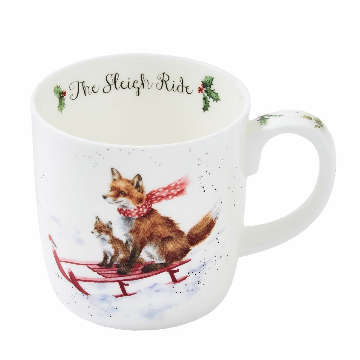 Wrendale Becher Wrendale Designs Porzellan-Becher Fuchs Schlittenfahrt, Porzellan