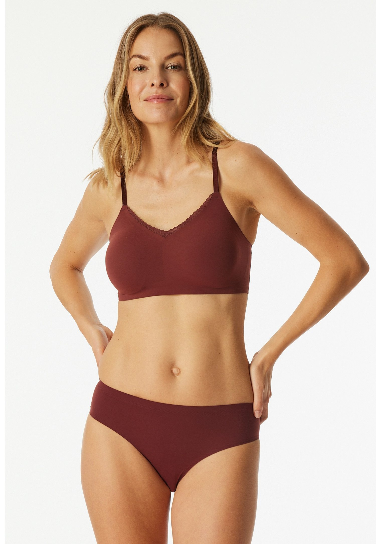 Schiesser Bustier Invisible Soft Lace herausnehmbare Pads, V-Ausschnitt, Spitze vorn, Lasercut-Abschlüsse