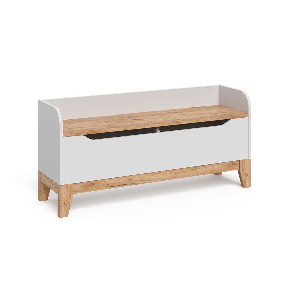 VitaliSpa® Bücherregal Malia, Weiß/Artisan/Weiß, 107.2 x 50 cm mit Sitzfläche, 1-tlg.