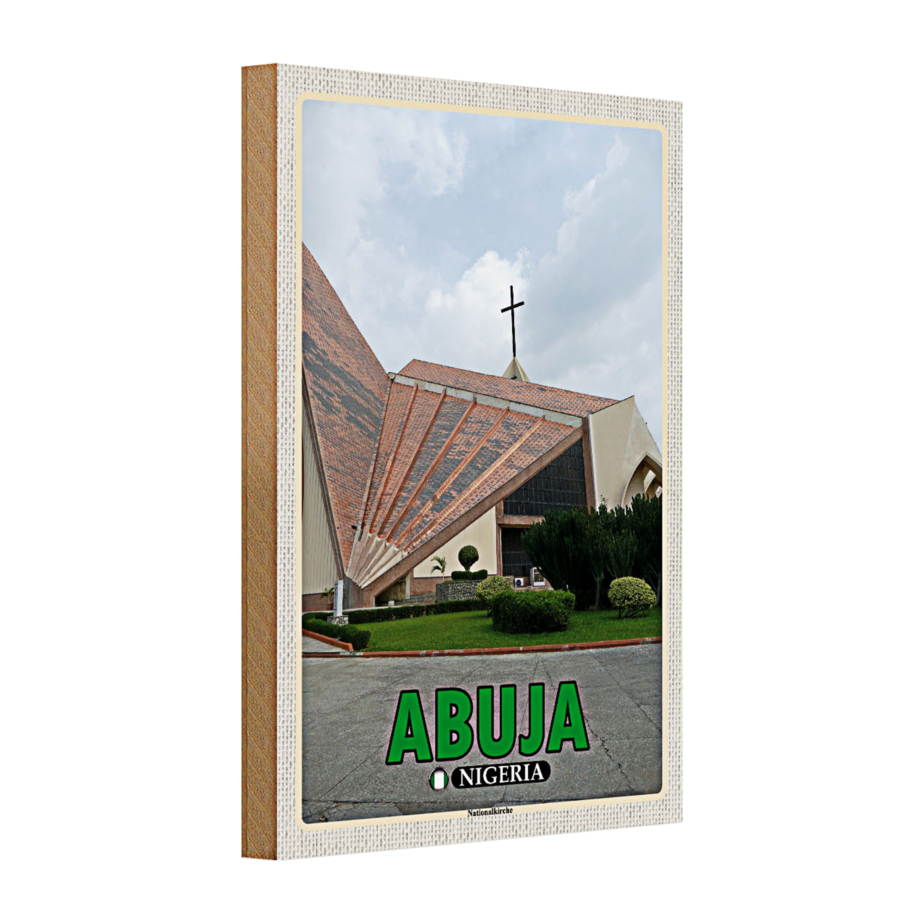 Roomando Holzbild Holzschild Reise 20x30cm Abuja Nigeria Nationalkirche