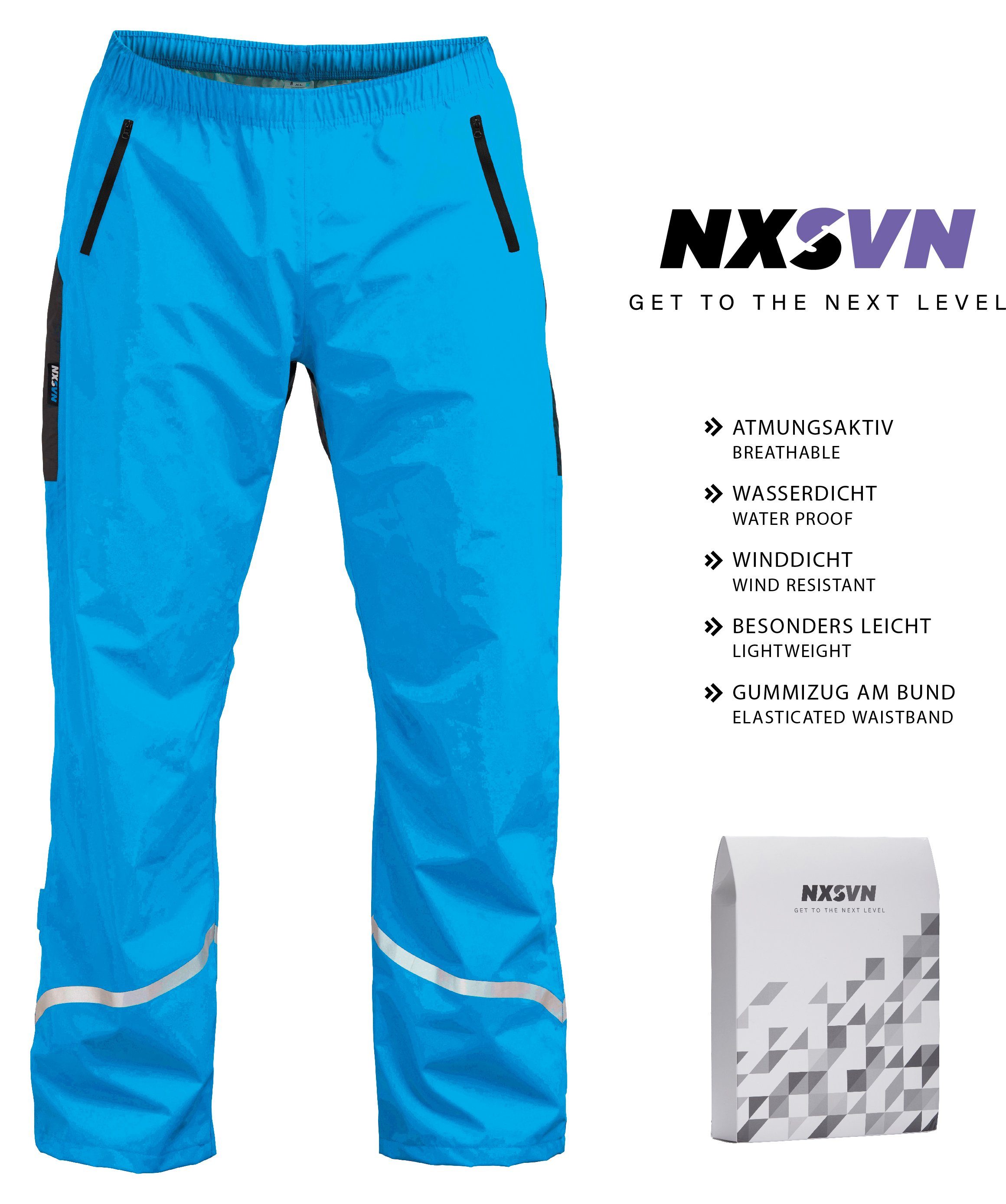 Rubberneck NXSVN Regenhose Regenhose Blau Fahrrad Atmungsaktiv, Reflektierend