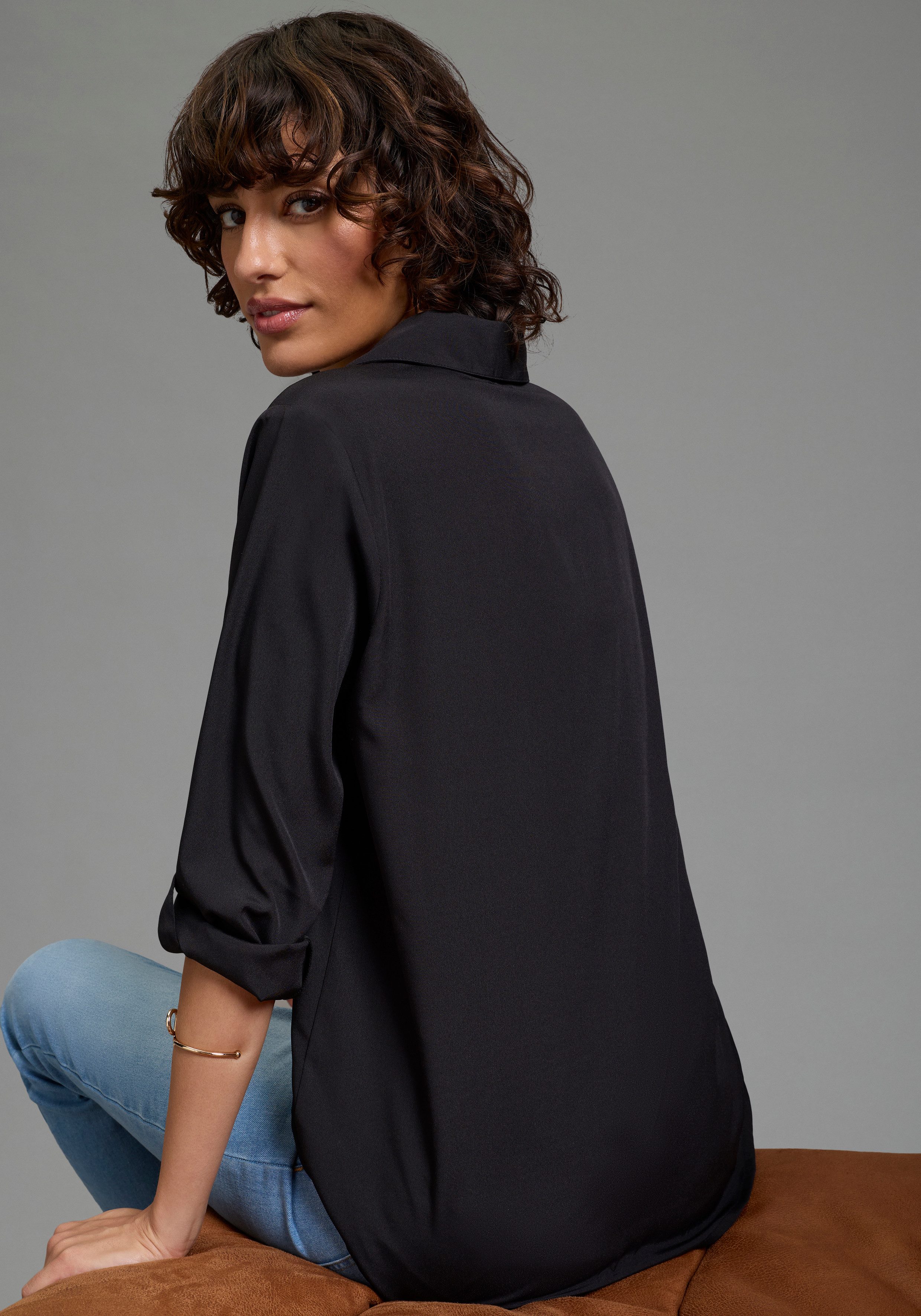 Laura Scott Klassische Bluse feminin geschnitten, unifarben, aus Polyester günstig online kaufen