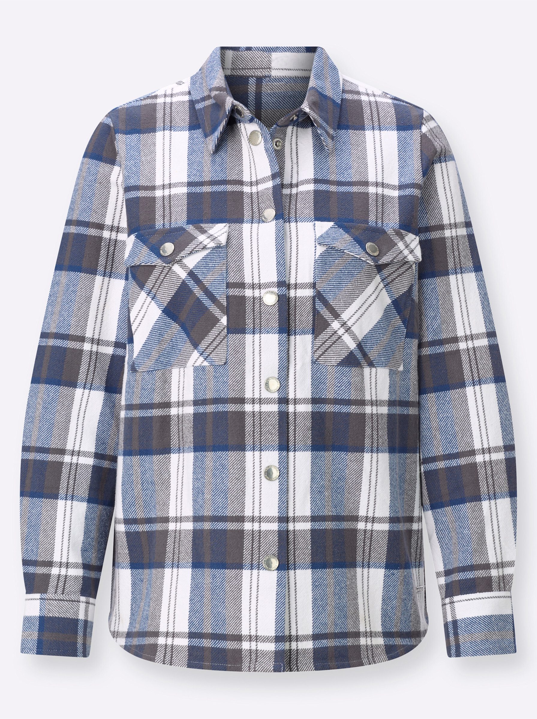 Witt Blusenblazer Flanell-Bluse Langarm