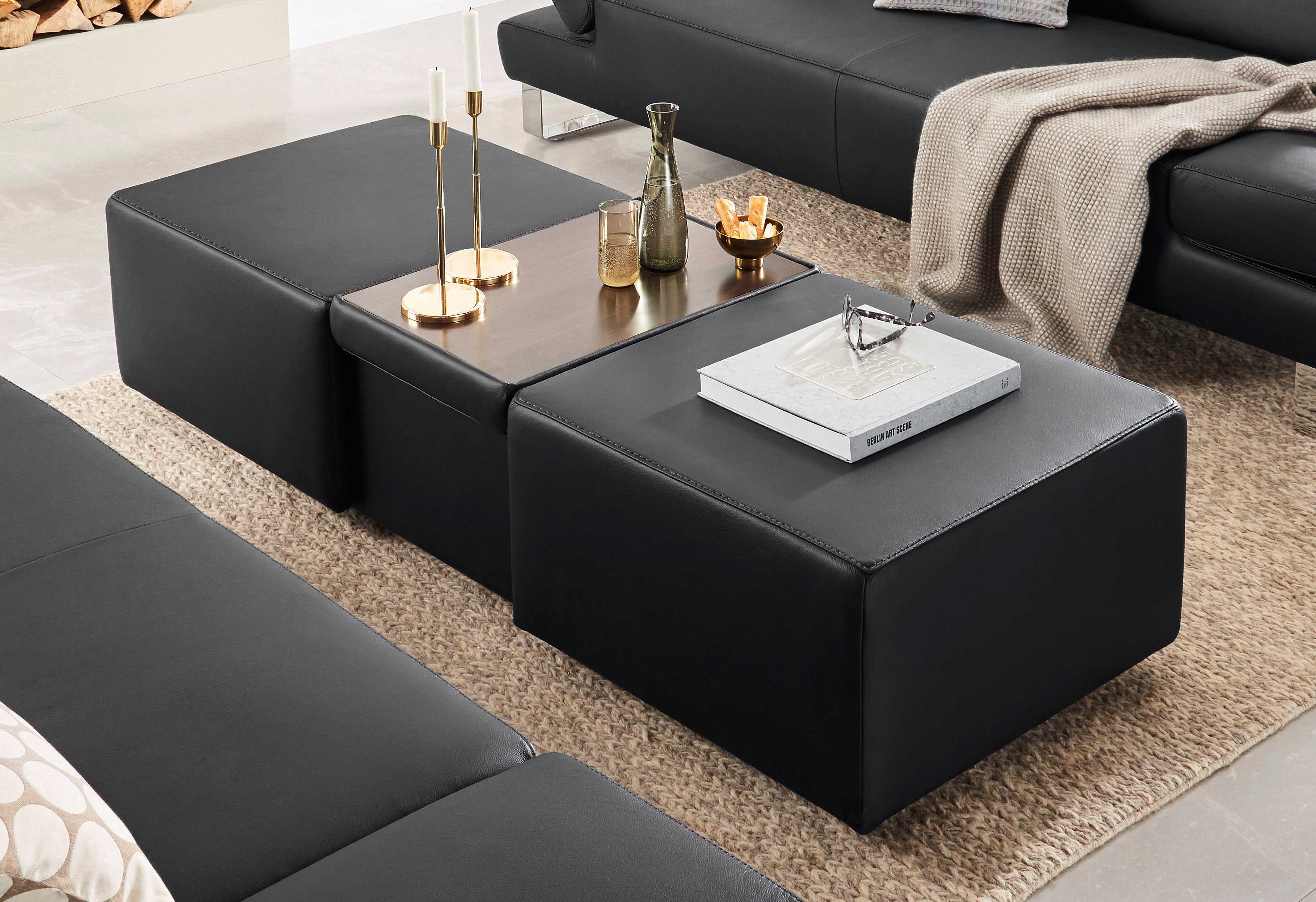 W.SCHILLIG Hocker taboo, ausziehbar, inklusive Zwischenablage, mit Kontrastnaht