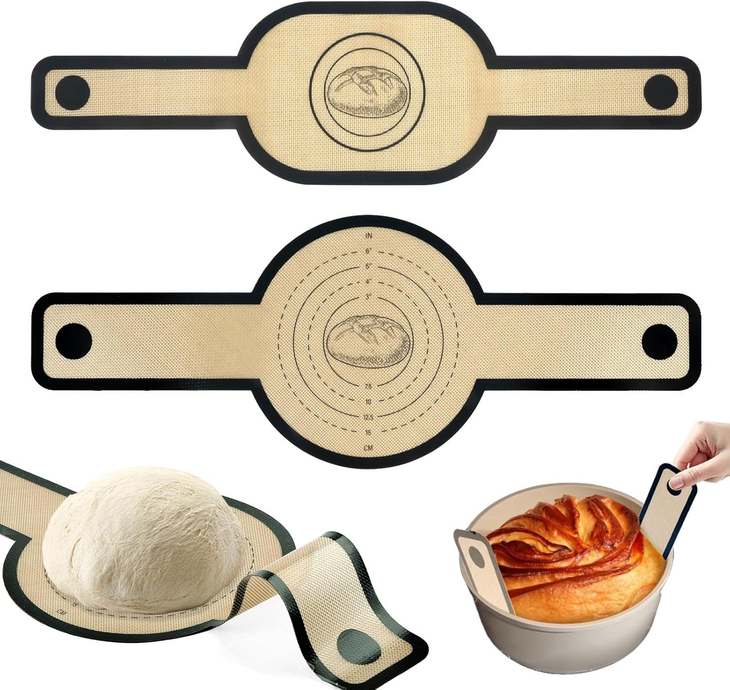 FELIXLEO Backmatte 2er Set Silikon Backmatte Dutch Oven Brotschlinge mit langen Griffen, (1-tlg)