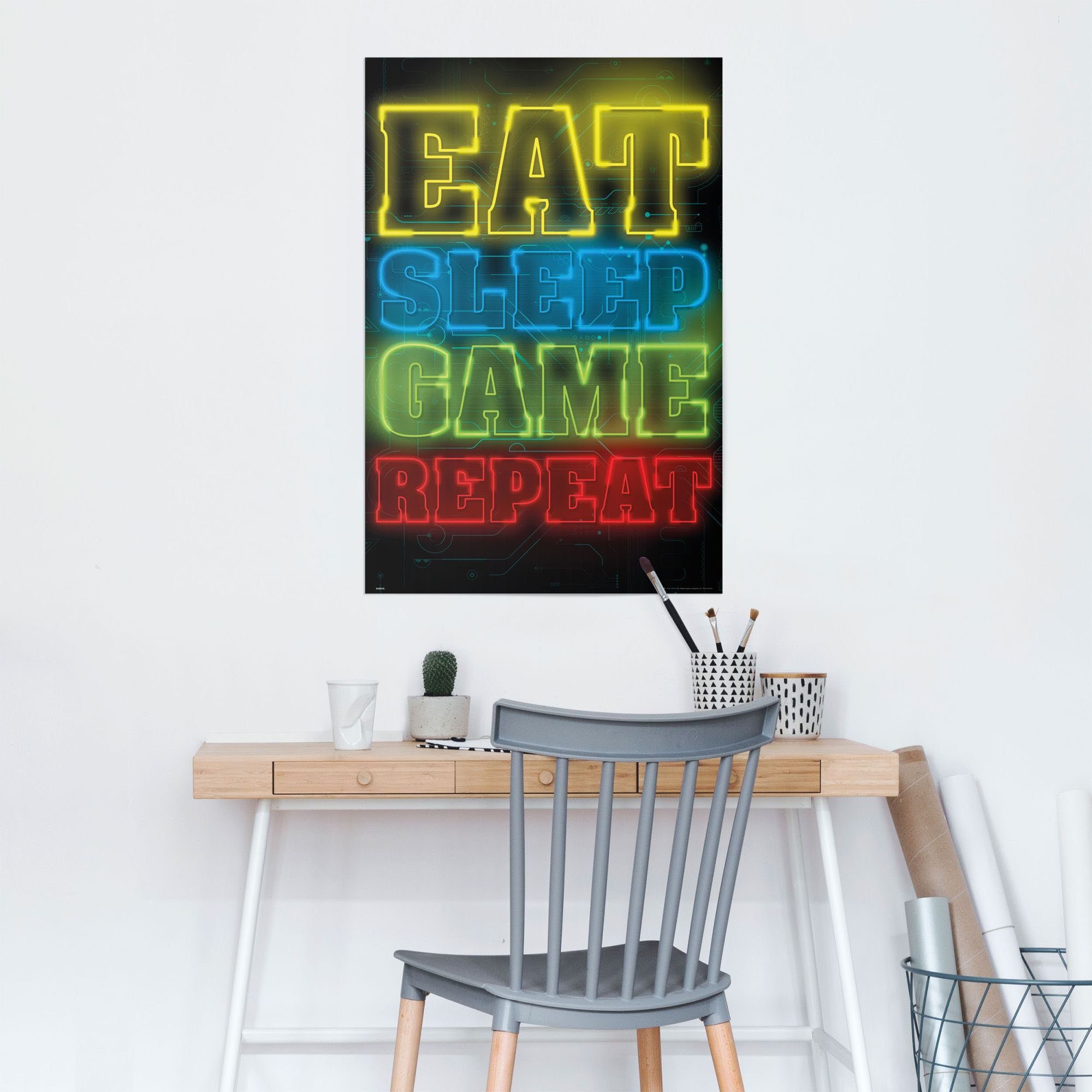 repeat, Spiele Poster Zocken sleep St) (1 game Eat Poster Reinders!