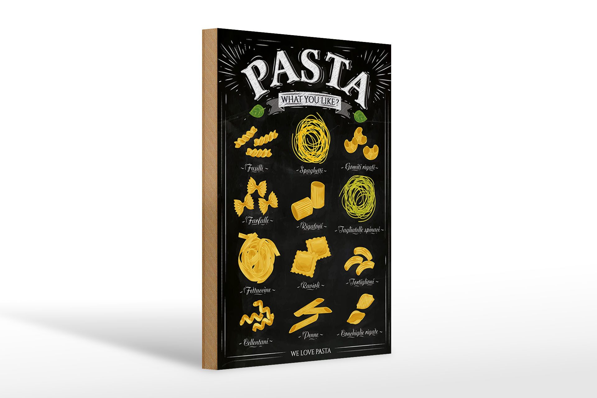 Holzbild Pasta 20x30cm Nudeln what you like Essen