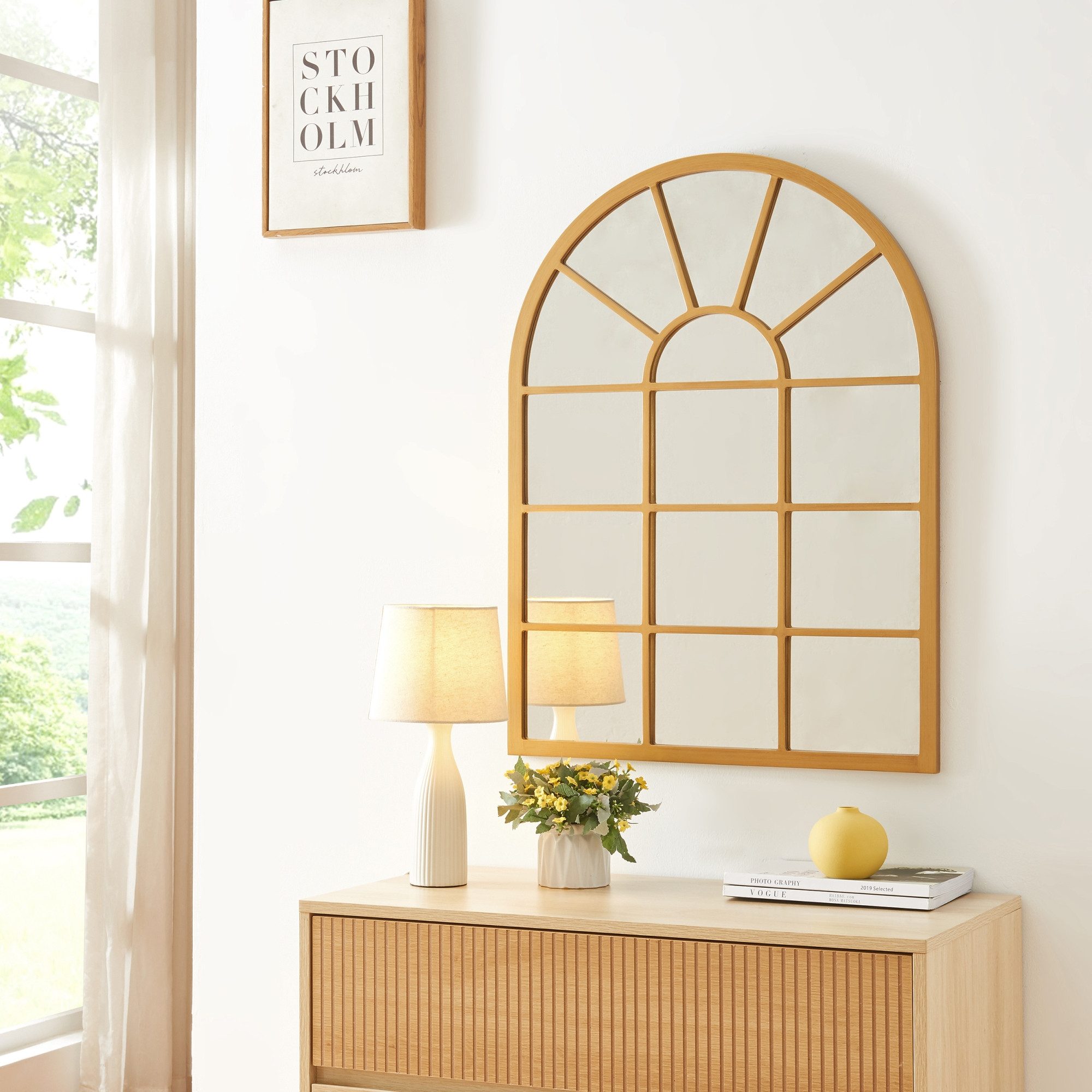 en.casa Wandspiegel, »Villalago« 80 x 60 cm Gold günstig online kaufen