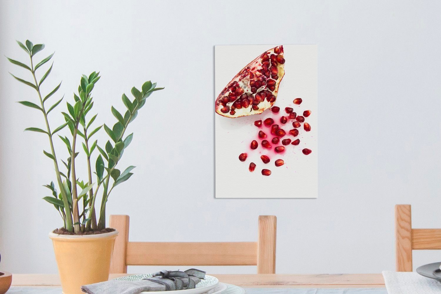 OneMillionCanvasses® Leinwandbild Granatapfel - Kerne Gemälde, - Weiß, cm inkl. 20x30 fertig Leinwandbild (1 St), Zackenaufhänger, bespannt