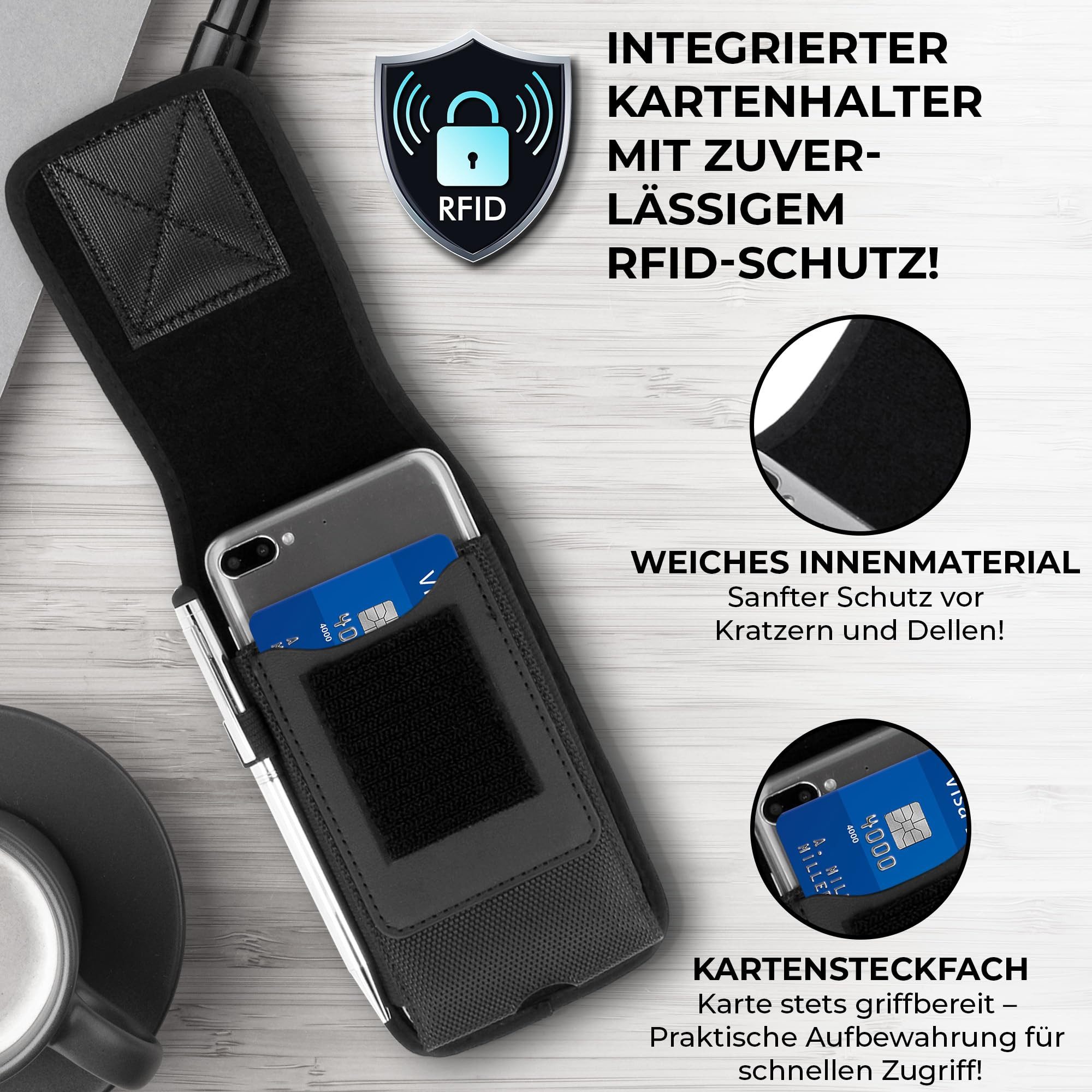 XiRRiX Gürteltasche Handytasche Gürtel - Smartphone Tasche Gürteltasche – Handy Holster (Smartphone Tasche kompatibel mit iPhone 17, 17 Pro, 17 Pro Max, Air, schwarz), mit Gürtelschlaufe, ideal für die Arbeit!