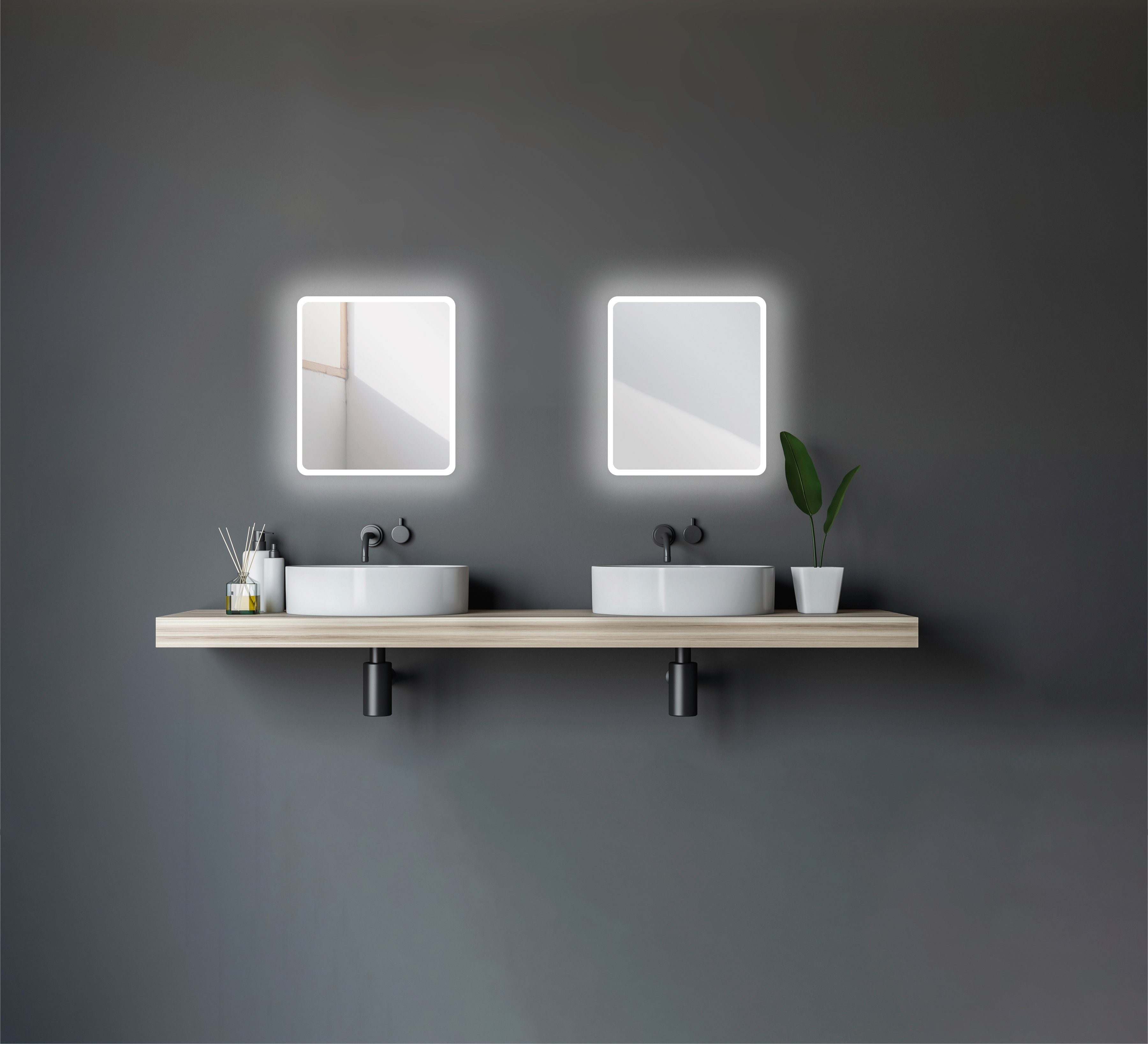 40 Lichtspiegel x 45 cm, Talos Moon, Badspiegel Design