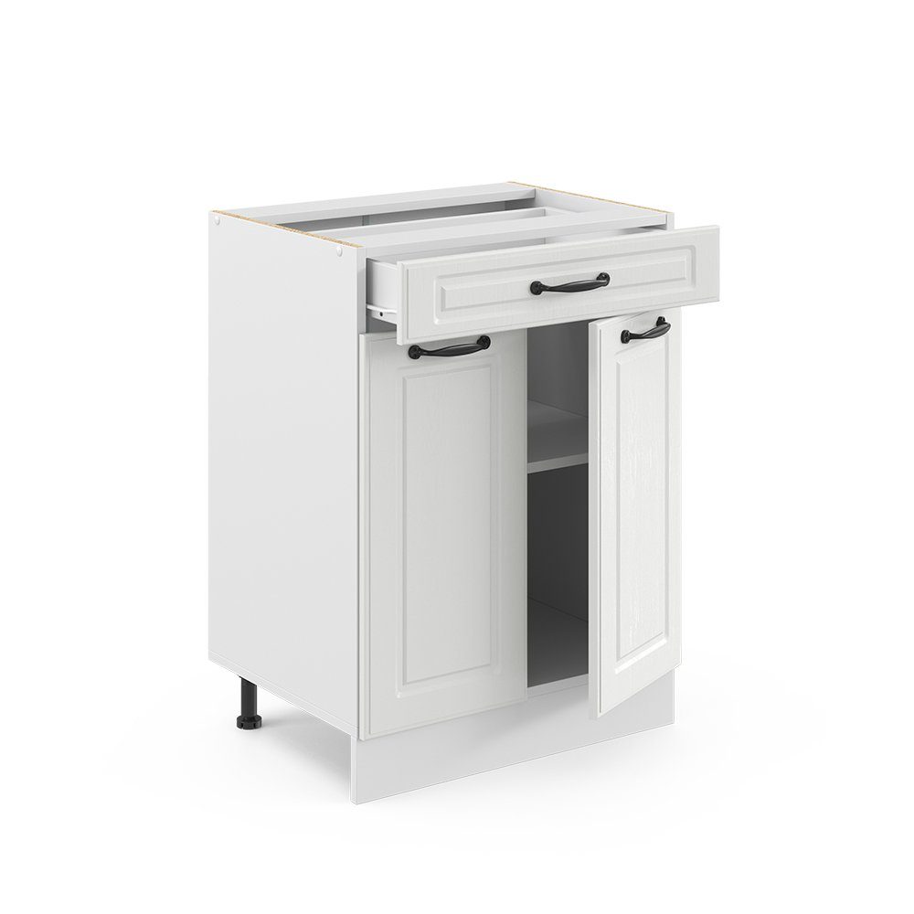Vicco Unterschrank R-Line, Weiß Landhaus/Weiß, 60 cm mit Schublade, ohne Arbeitsplatte (1-St)
