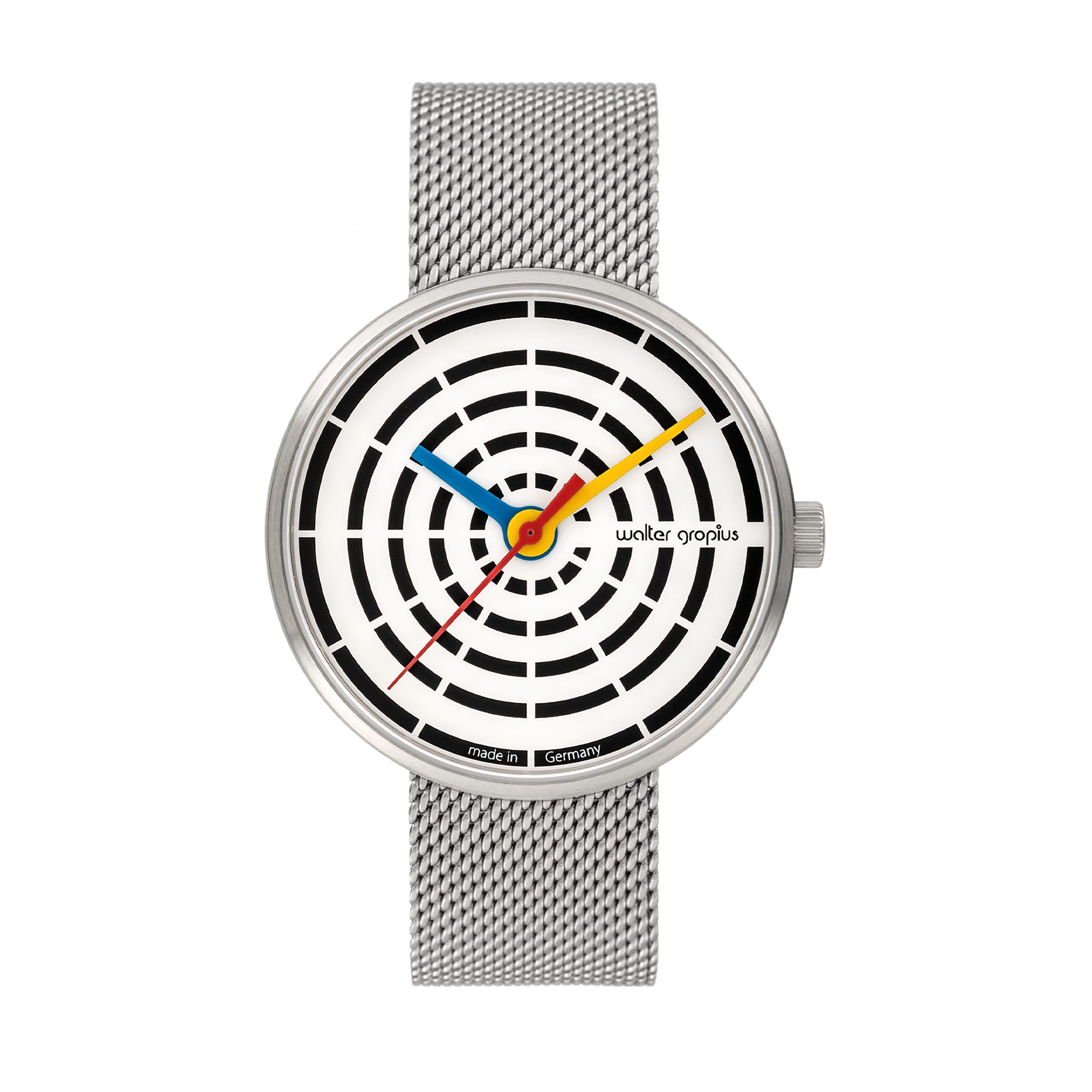 Walter Gropius Quarzuhr Made in Germany, Saphirglas, Forum Space Loops - WG 003-01M, Designeruhr, Edelstahlband mit Easy-Release System, Edelstahlgehäuse