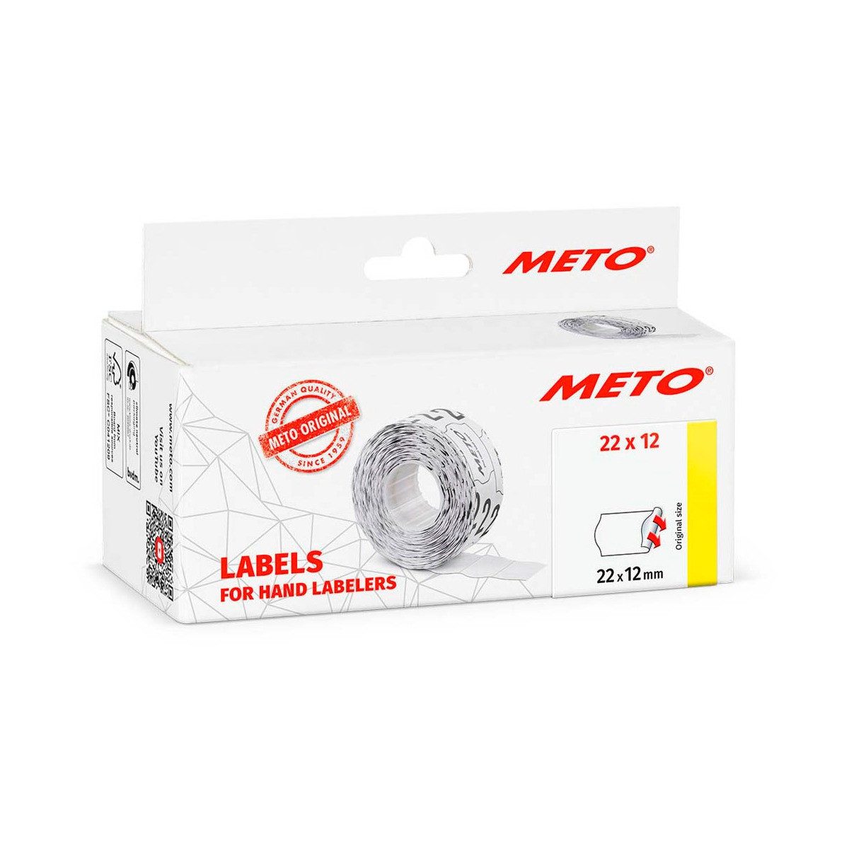 METO Etikettenrolle METO Preisetiketten weiß permanent 22,0 x 12,0 mm