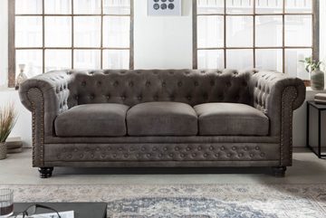 riess-ambiente 3-Sitzer CHESTERFIELD 205cm vintage grau taupe, Einzelartikel 1 Teile, Wohnzimmer · Couch · Microfaser · Federkern · Rundum-Bezug · Design