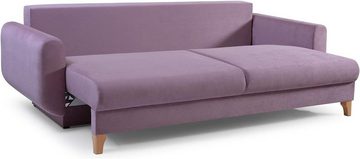 MOEBLO Schlafsofa SAPHIR, Sofa Couch für Wohnzimmer Federkern Sofagarnitur Polstersofa Wohnlandschaft mit Bettfunktion, mit Schlaffuntkion und Bettkasten, - (BxHxT): 232x89x91cm